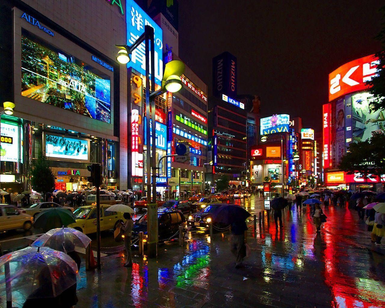 1280x1024 Download 1920 X 1080 Night City Rainy Tokyo Wallpaper