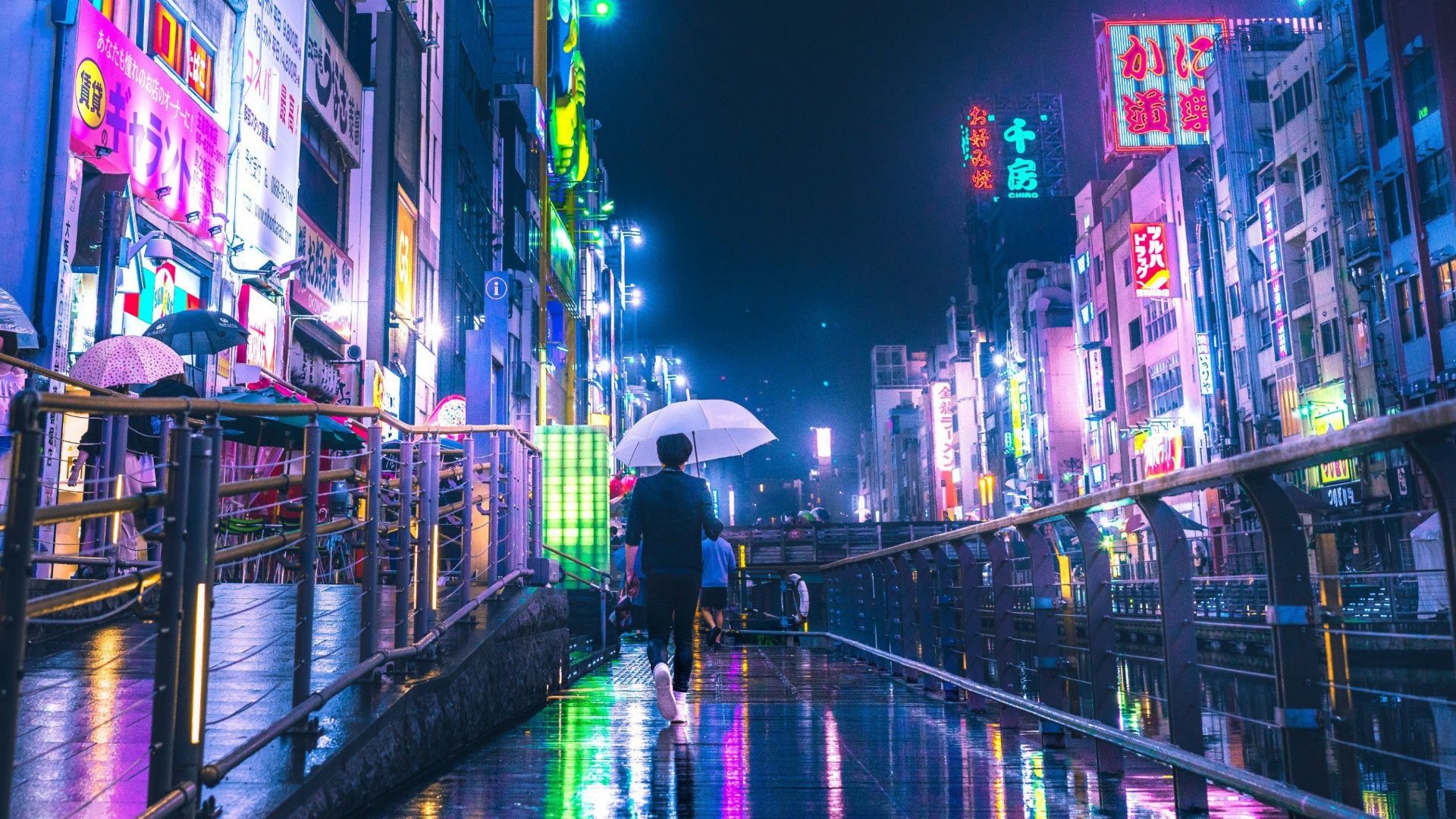 1920x1080 Osaka under rain