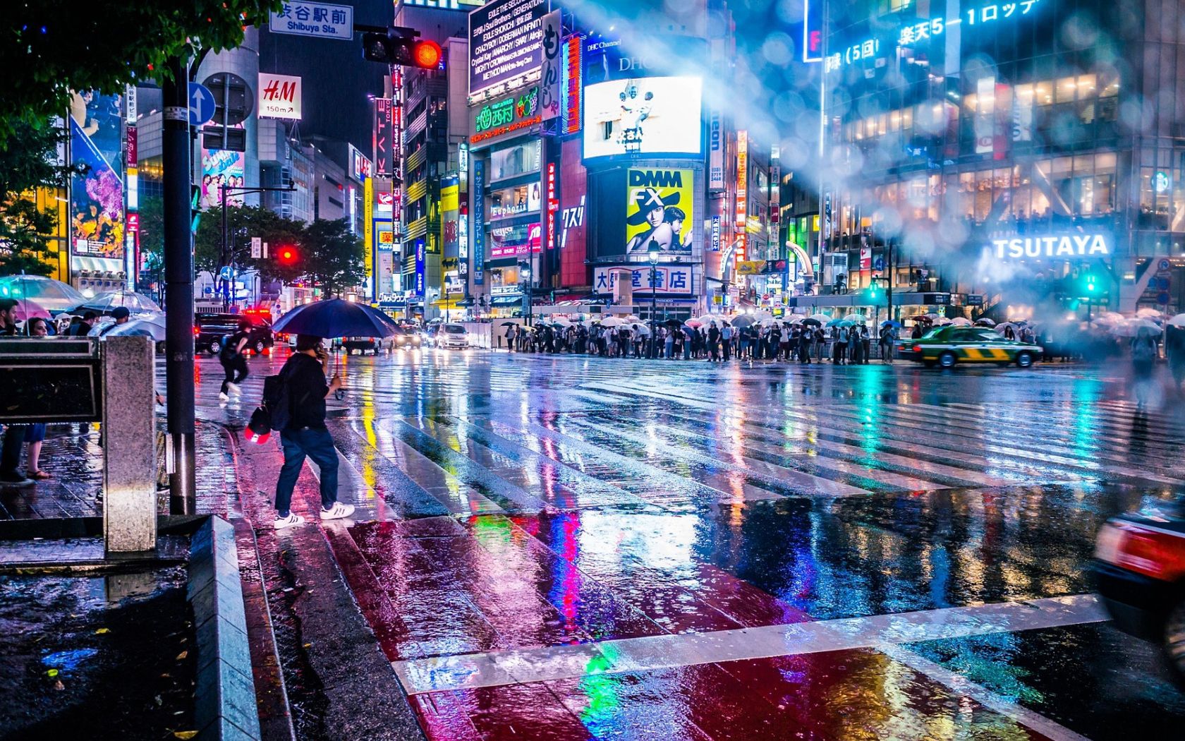 1680x1050 Download Japan, rain, Japan, Outside, Rain, City, Neon lights, Building Wallpaper in 1680x1050 Resolution