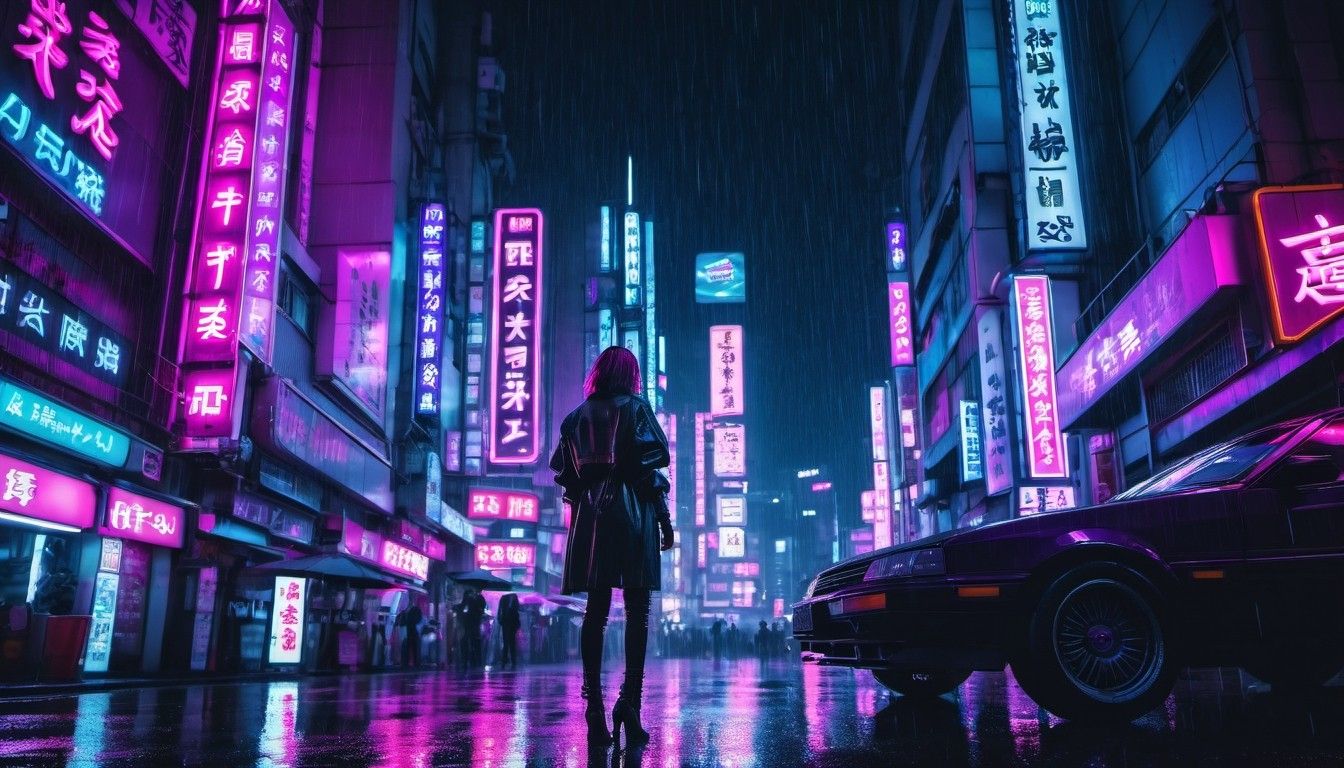 1344x768 Tokyo Neon in the Rain. Stable Diffusion Online
