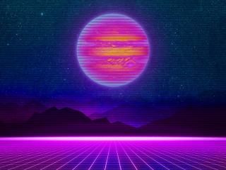 320x240 Beach Retro Wave Wallpaper, HD Artist 4K Wallpaper, Image and Background