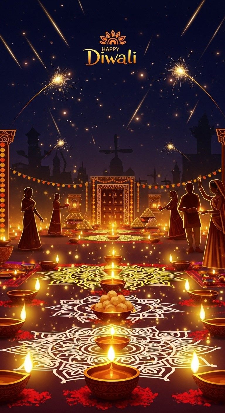 768x1408 Download Diwali Light Celebration Image, Festival, Celebration