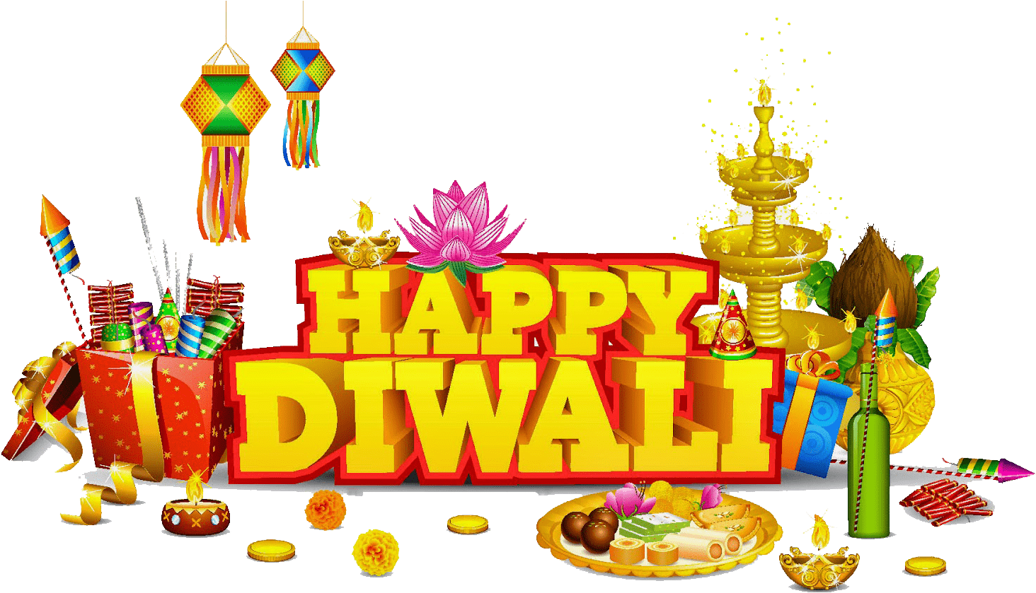 1464x839 Download Festive Diwali Celebration Elements PNG