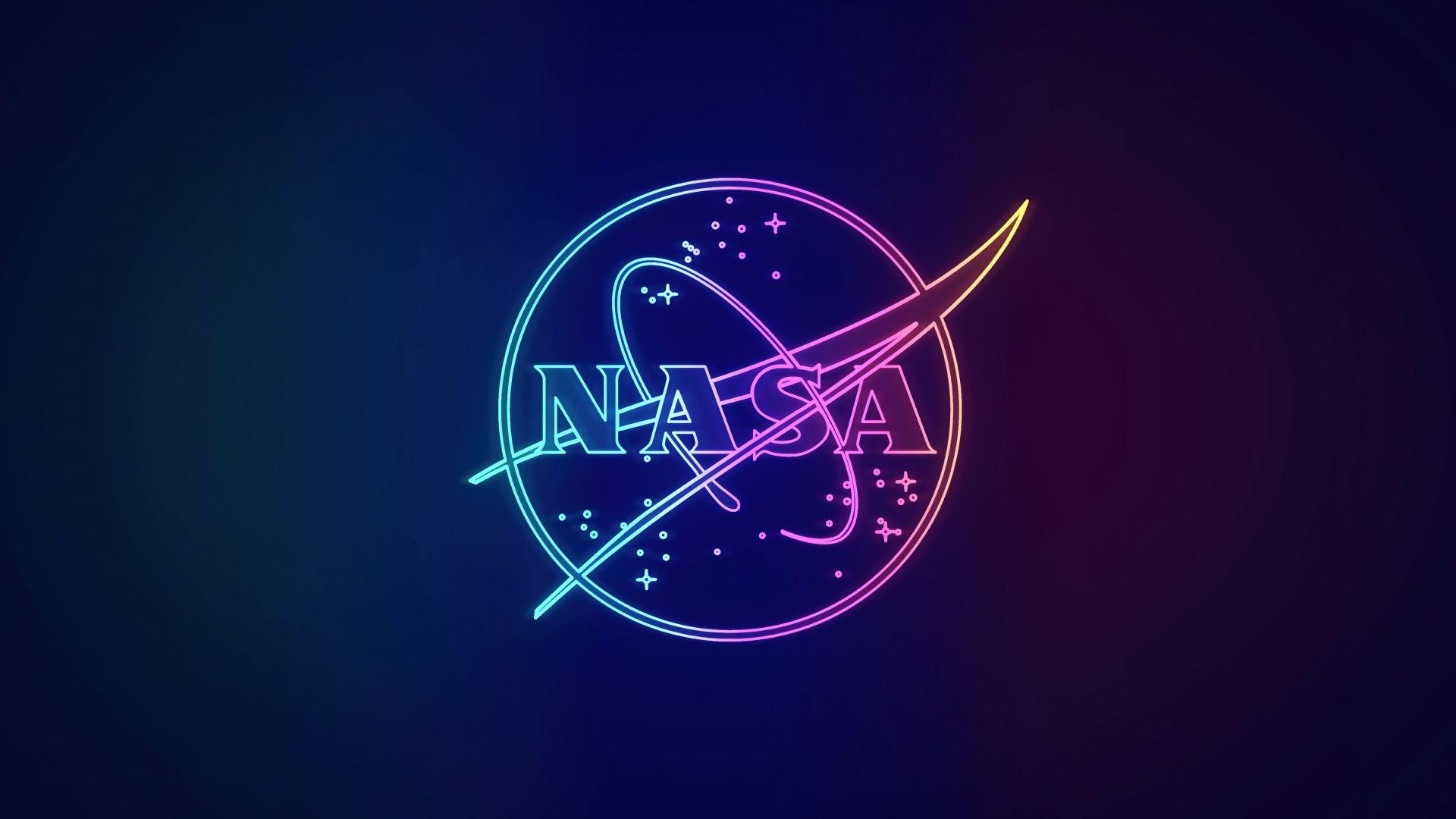 1920x1080 NASA Wallpaper 4K, Neon logo, Dark blue, 5K