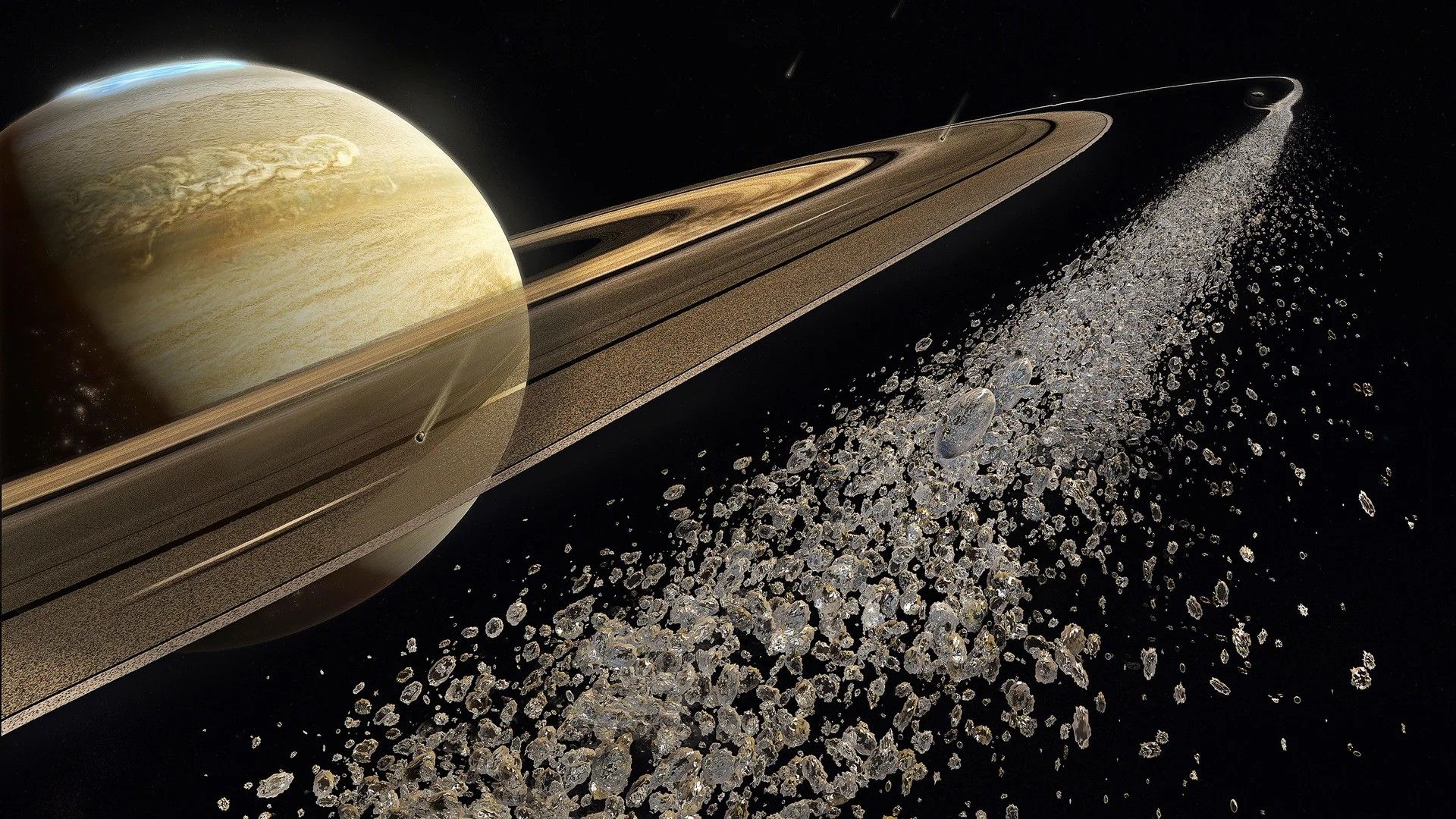 1920x1080 Saturn's rings extend beyond the plane of the rings, forming a “halo”