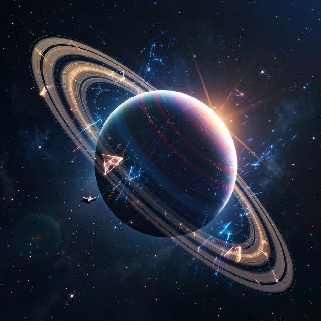 1024x1024 Download Vibrant Ringed Planet Image, Purple, Planet