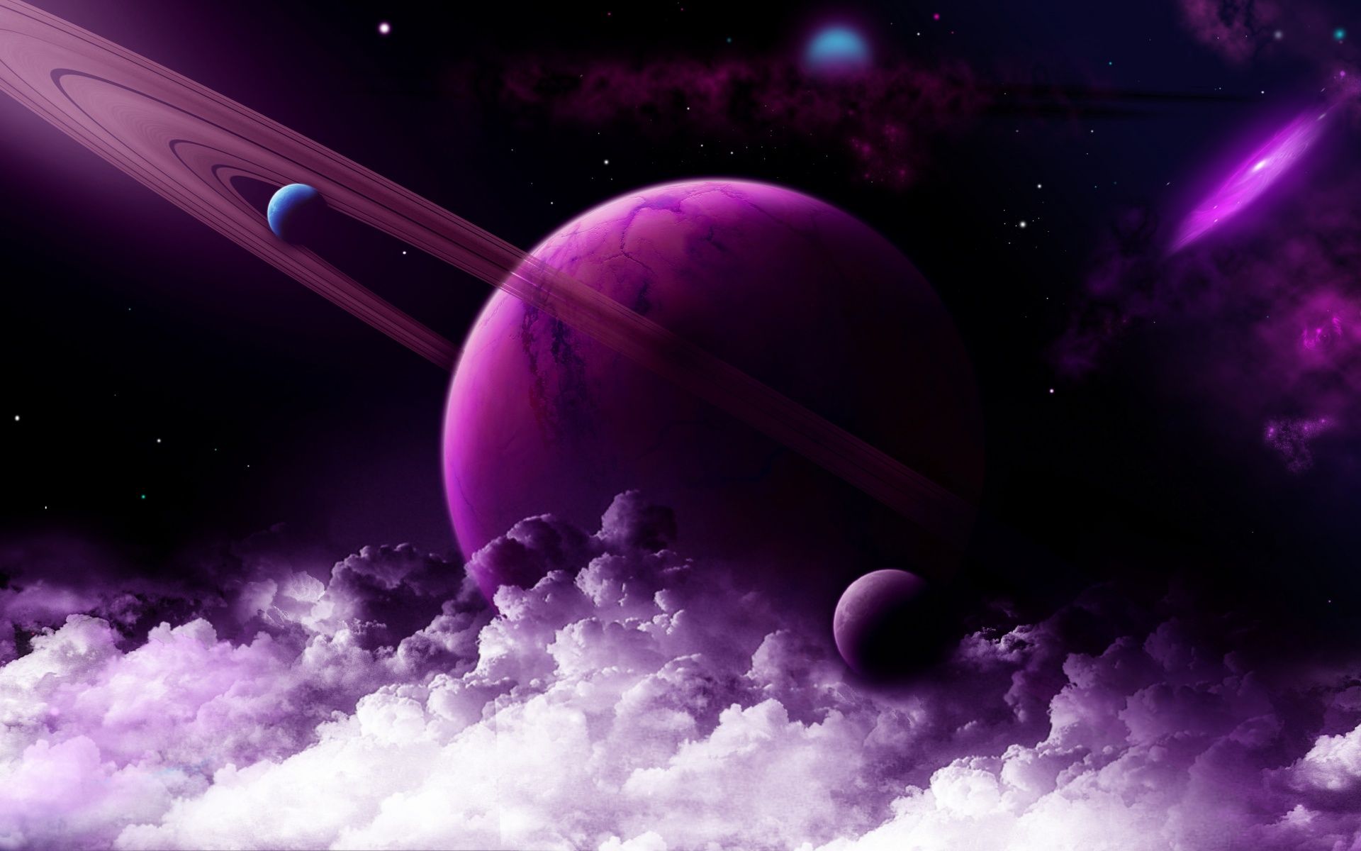 1920x1200 Purple Planet Wallpaper 4K, Saturn Rings, Nebula, Galaxy