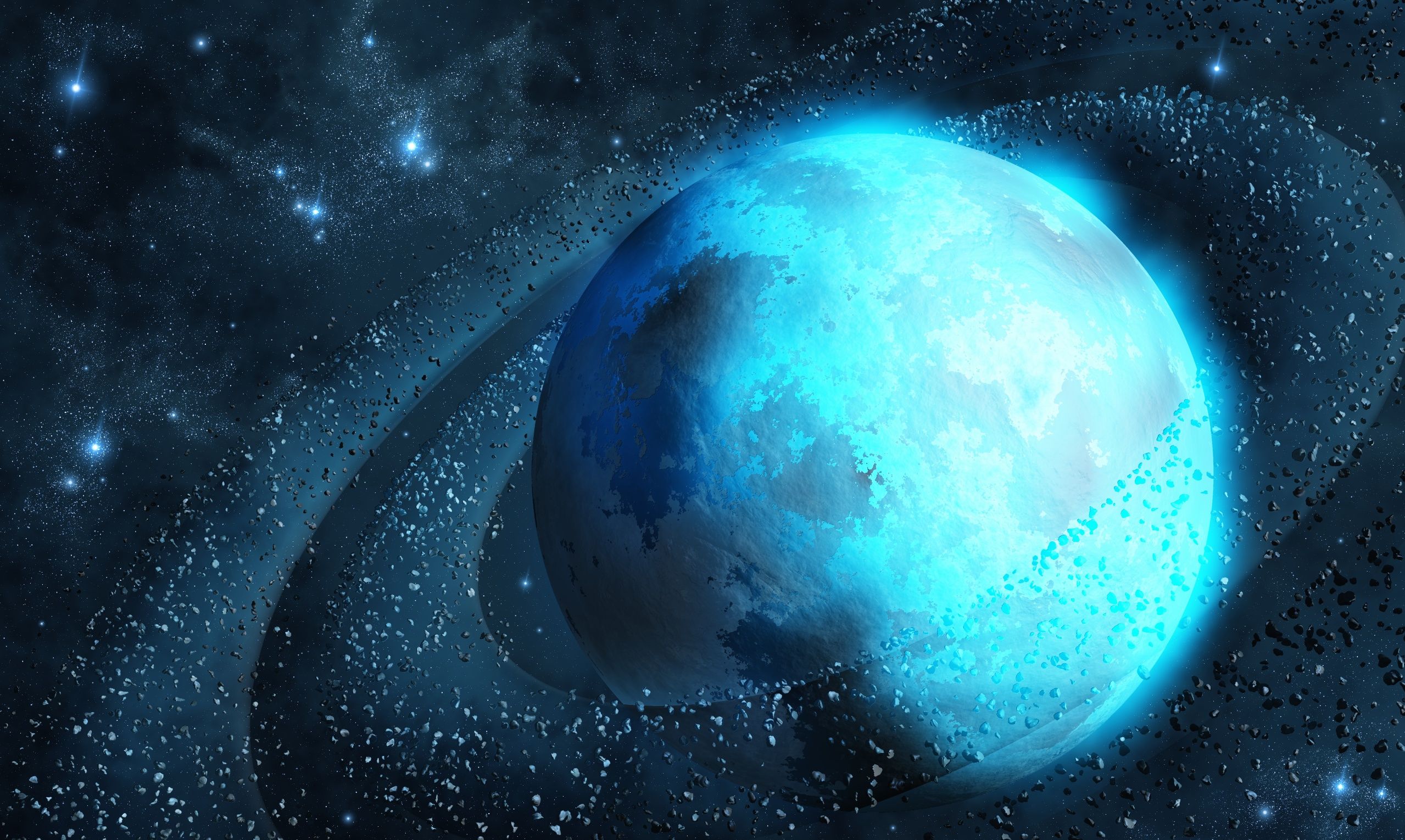 2558x1530 Desktop wallpaper: Universe, 3D, Ring, Saturn, Space, Planet 4K free download for PC. 152958
