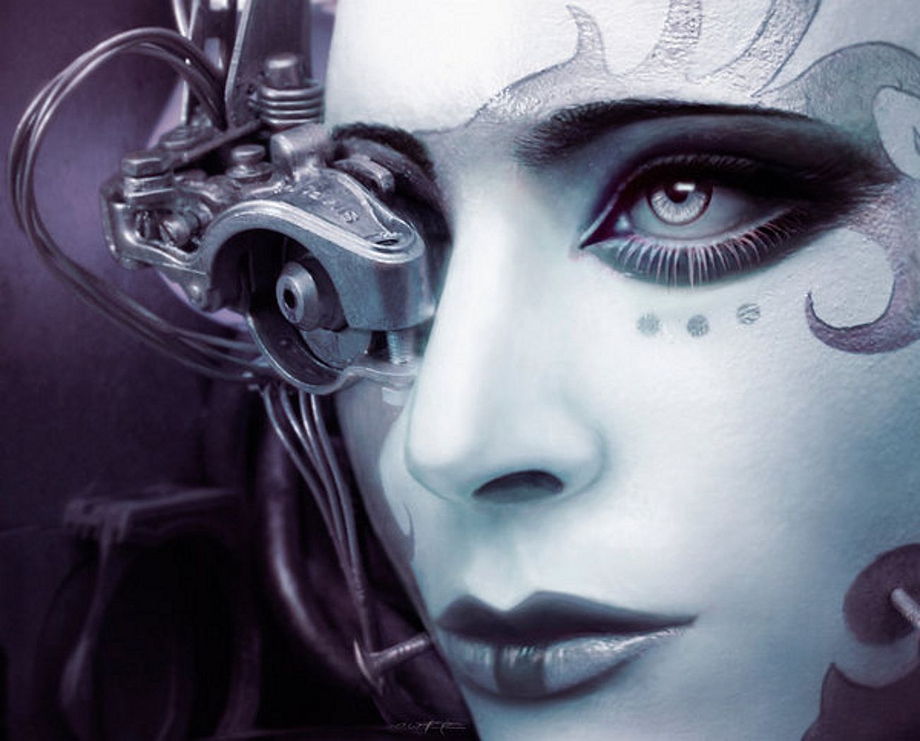 1304x1050 Cyborg Girl Wallpaperx1050