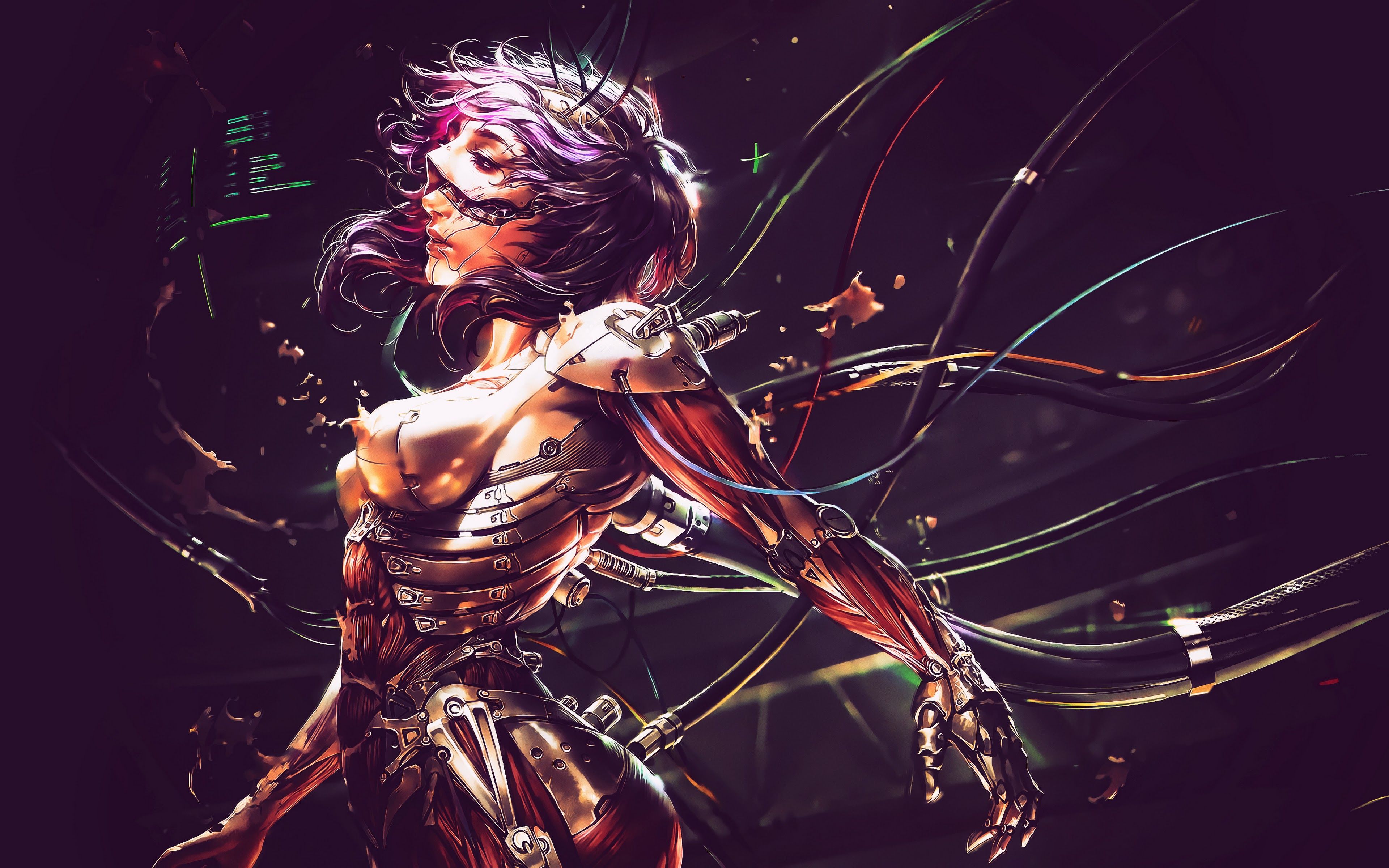 3840x2400 Sci Fi Cyberpunk Cyborg Girl 4K Wallpaper HD