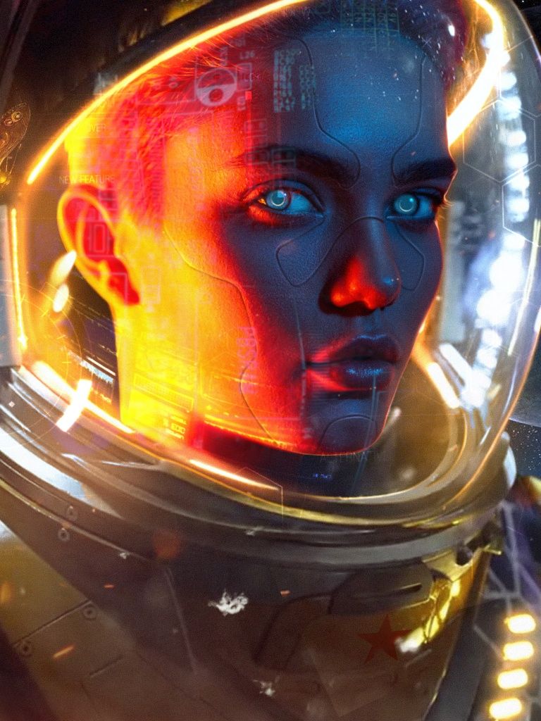768x1024 Cyborg Wallpaper 4K, Woman, Concept Art, 5K