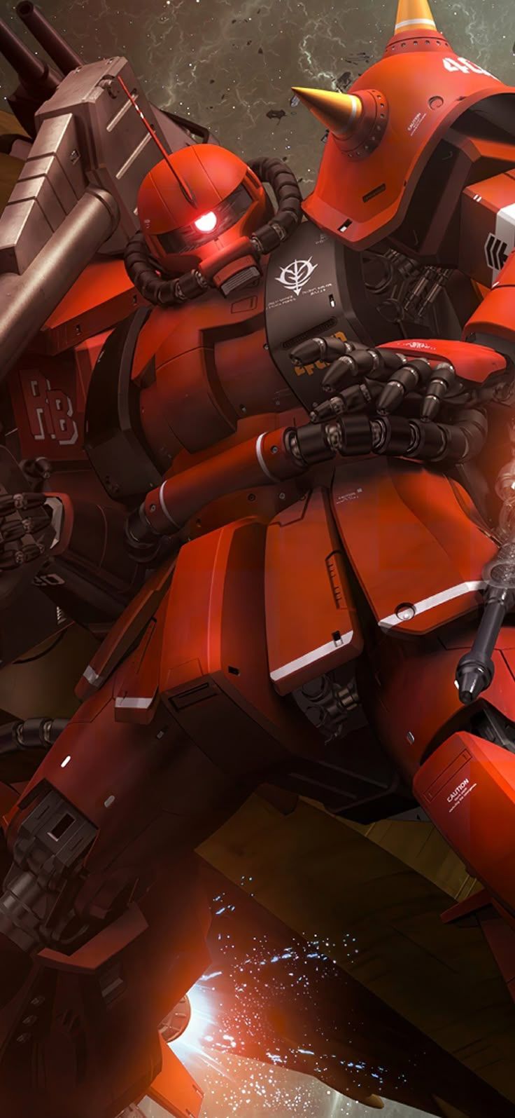 736x1595 Zaku char aznable. Char zaku wallpaper, Zaku 2 wallpaper, Gundam wallpaper