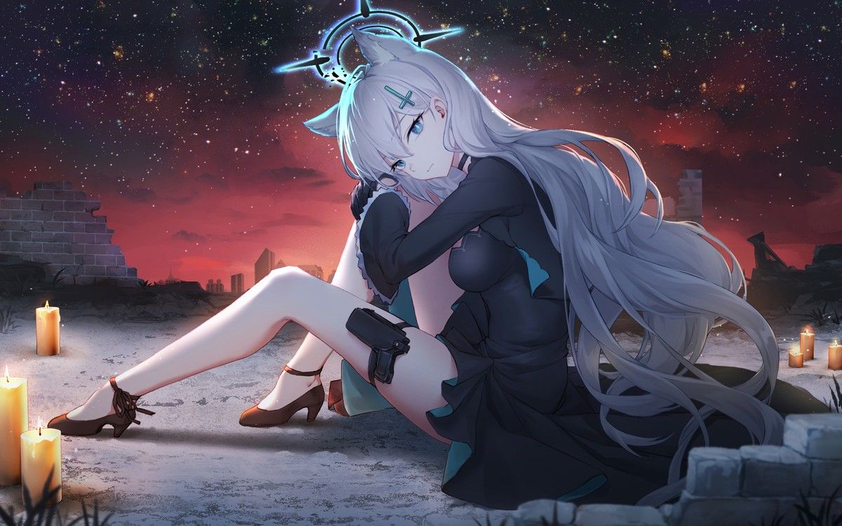 1200x750 Anime girls sunaookami shiroko blue archive long hair Custom Gaming Mat Desk