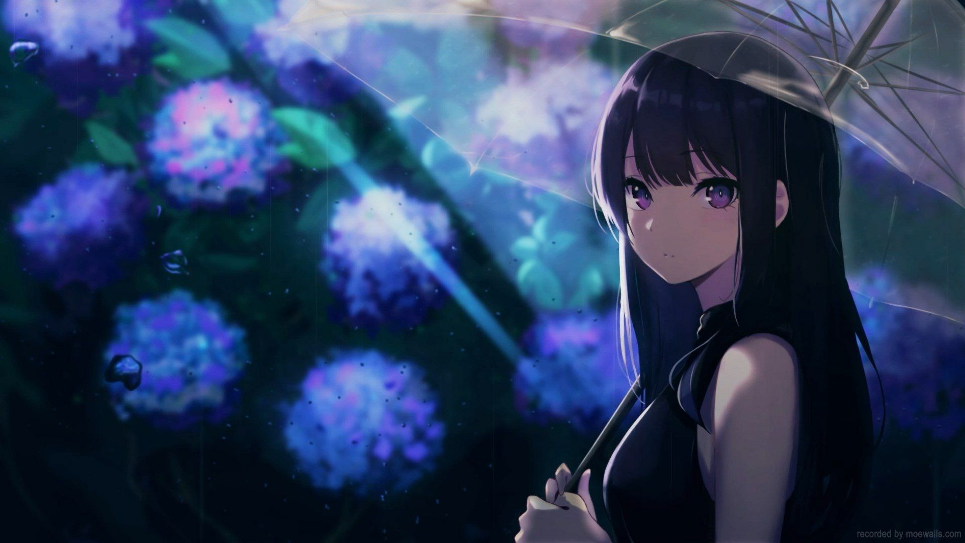 1920x1080 Rainy Reverie: Anime Girl Under Umbrella HD Wallpaperx1080