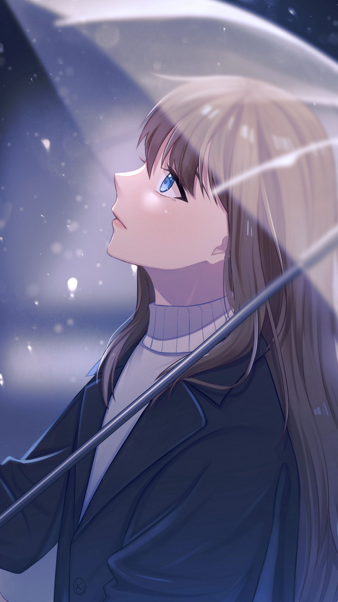 1440x2560 Download wallpaper 1440x2560 girl, umbrella, rain, anime, art, cartoon qhd samsung galaxy s s edge, note, lg g4 HD background