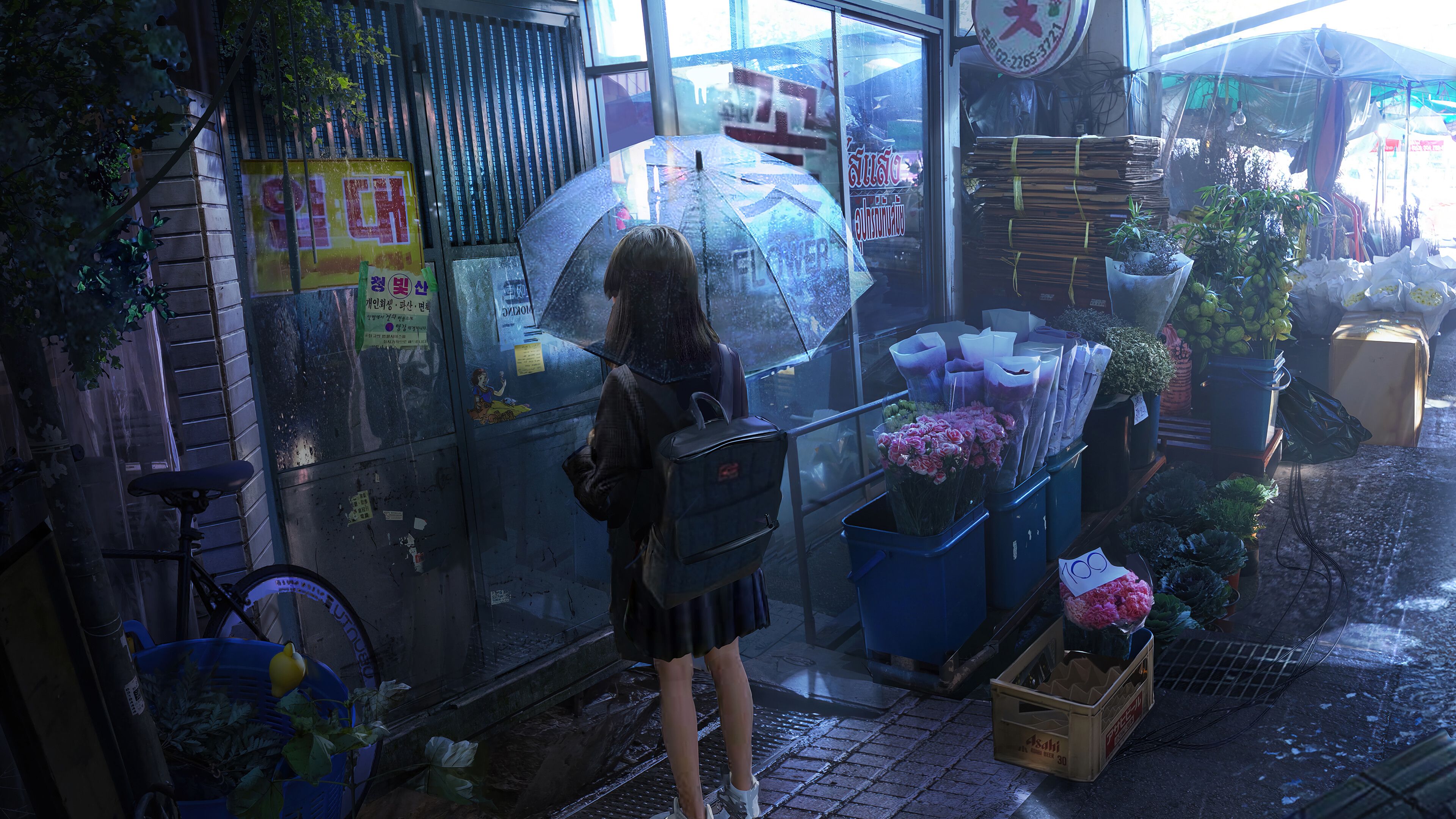 3840x2160 Anime Girl with Umbrella [3840×2160]