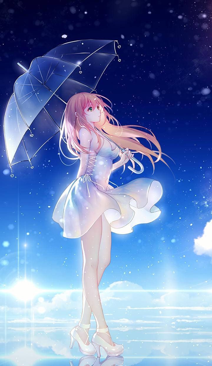 720x1245 Download Aesthetic Umbrella And Anime Girl Phone Wallpaper
