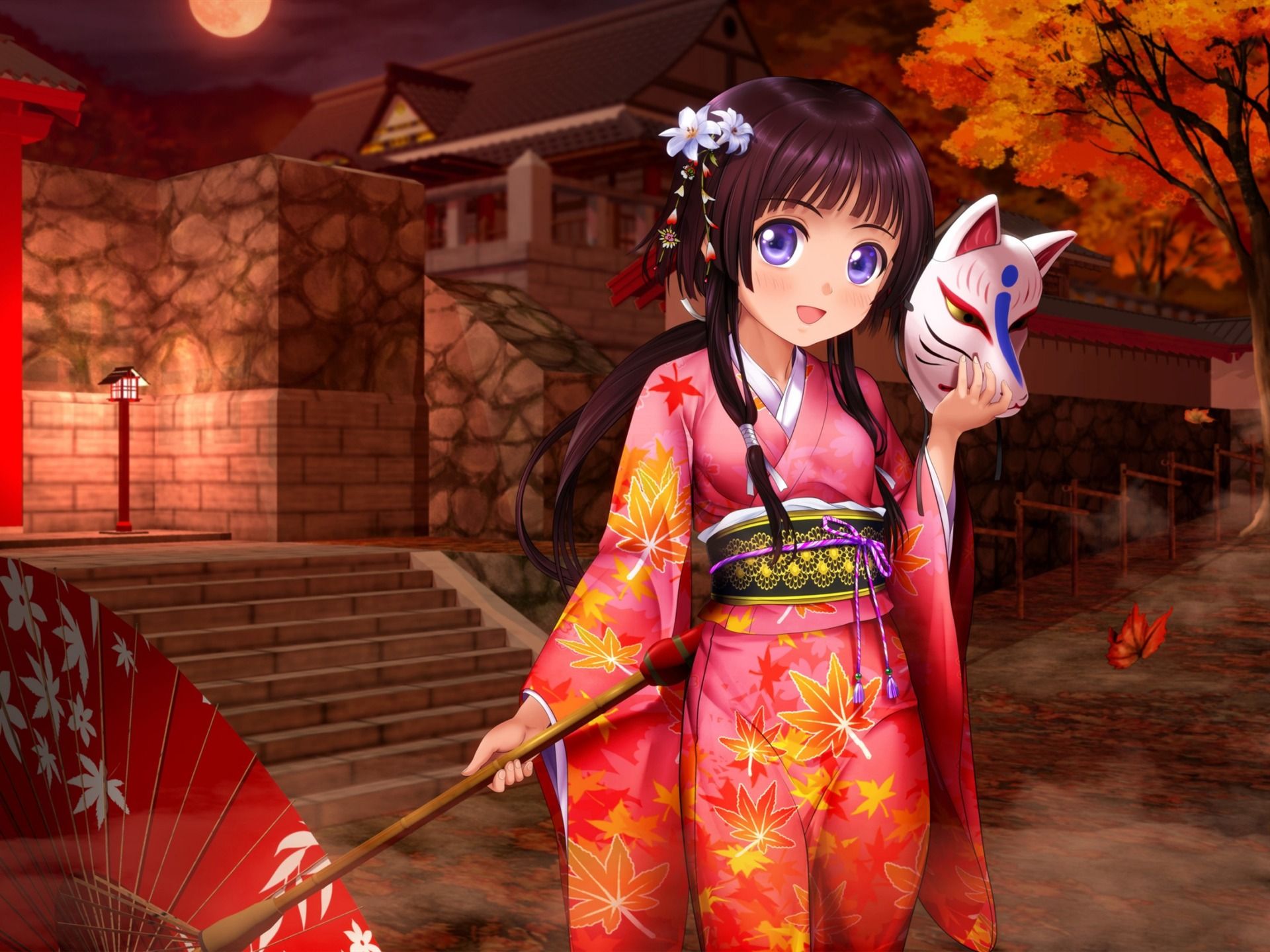 1920x1440 Girl Kimono Umbrella 2016 Anime HD Wallpaper