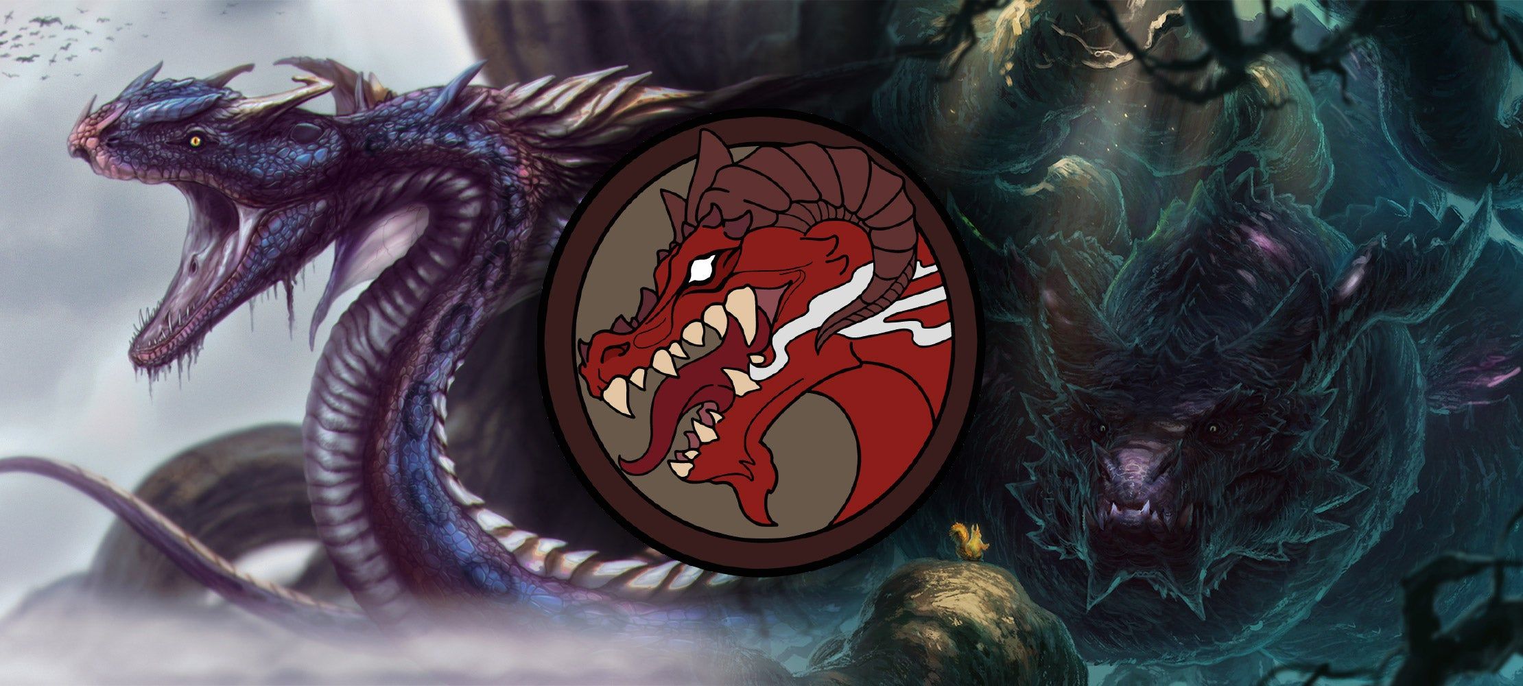 2220x1000 Nidhogg, the serpent of the world tree. Odin's Hall