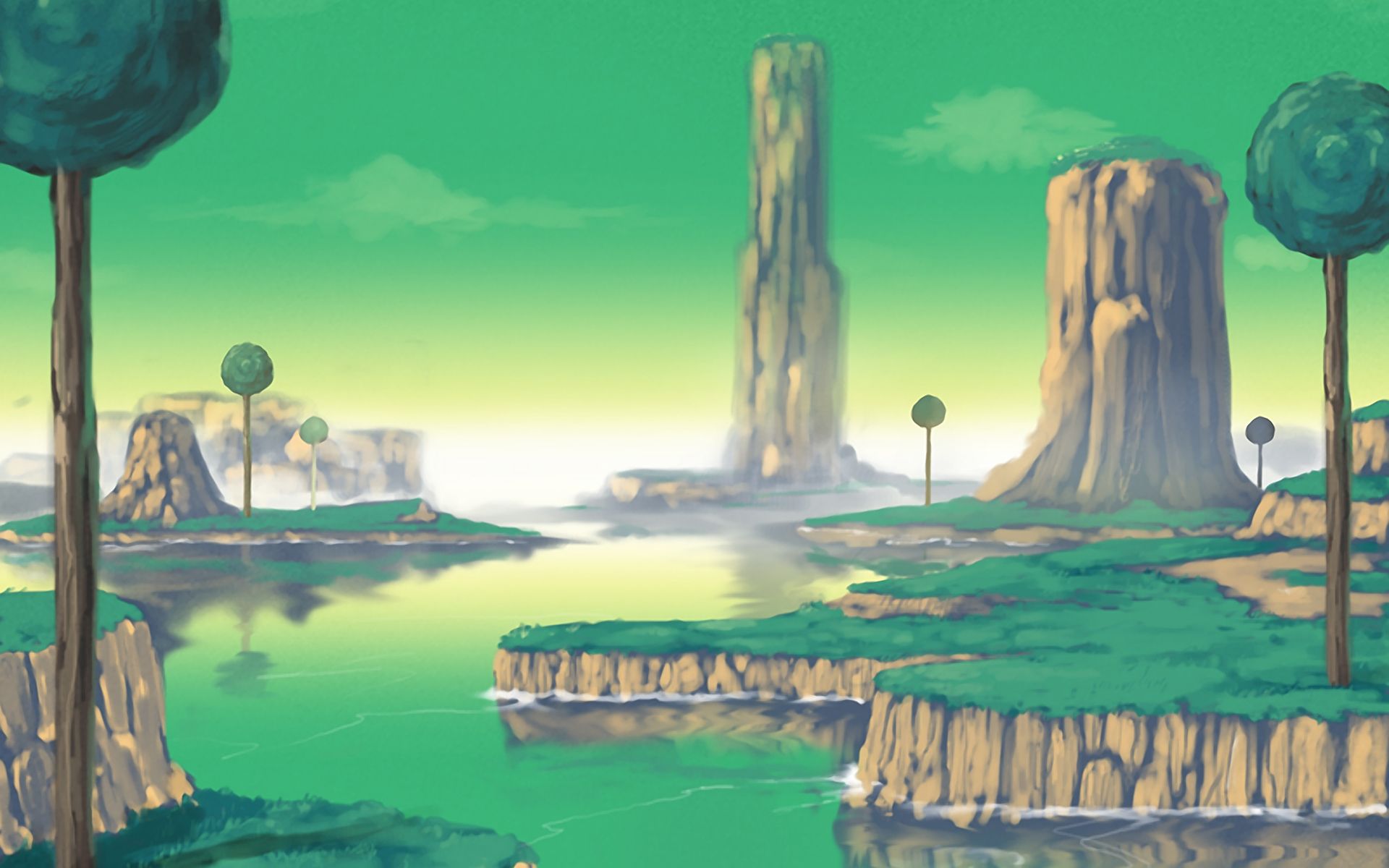 1920x1200 HD Dragon Ball Z Wallpaper: Tranquil Anime Landscapex1200