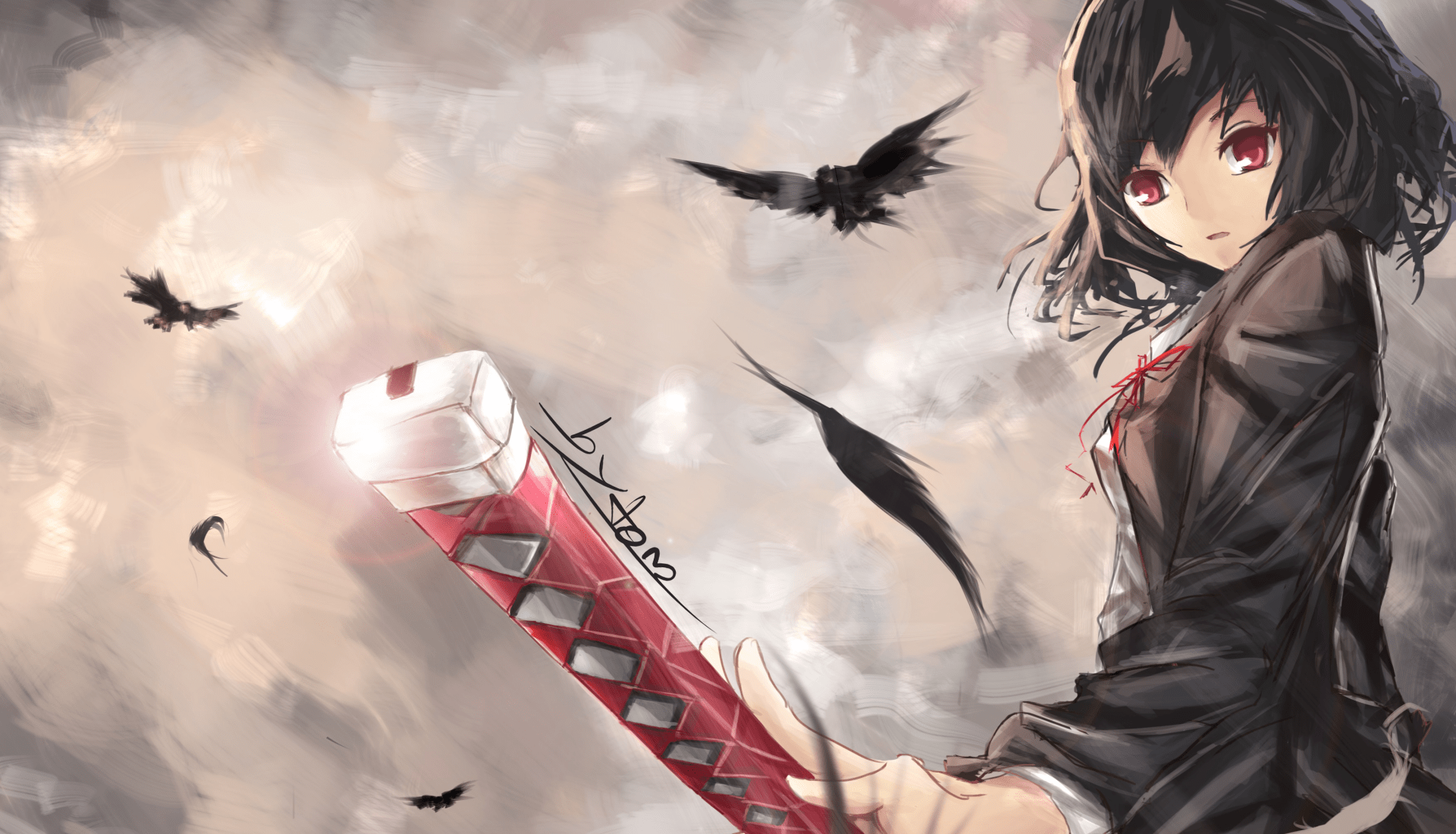 1920x1100 Katana Warrior Amidst Crows Anime Wallpaper