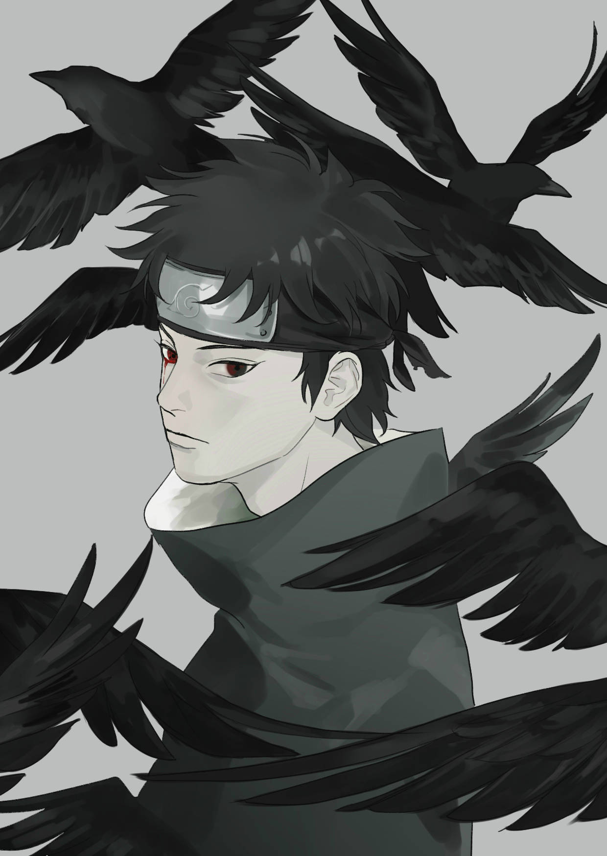 1240x1748 Download Shisui With Black Crows Wallpaper