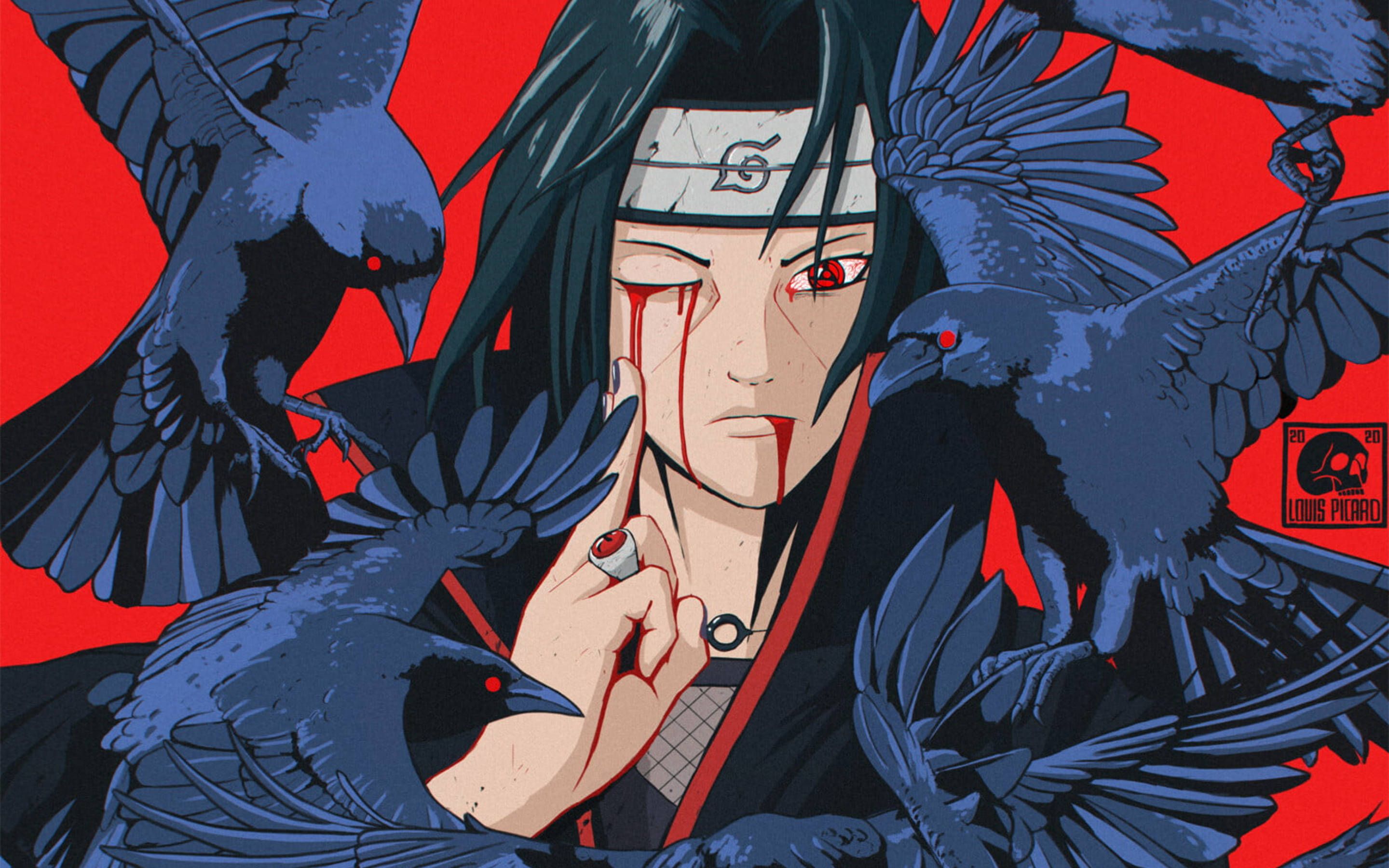 2880x1800 Download Itachi Battle Photo With Black Crows Wallpaper