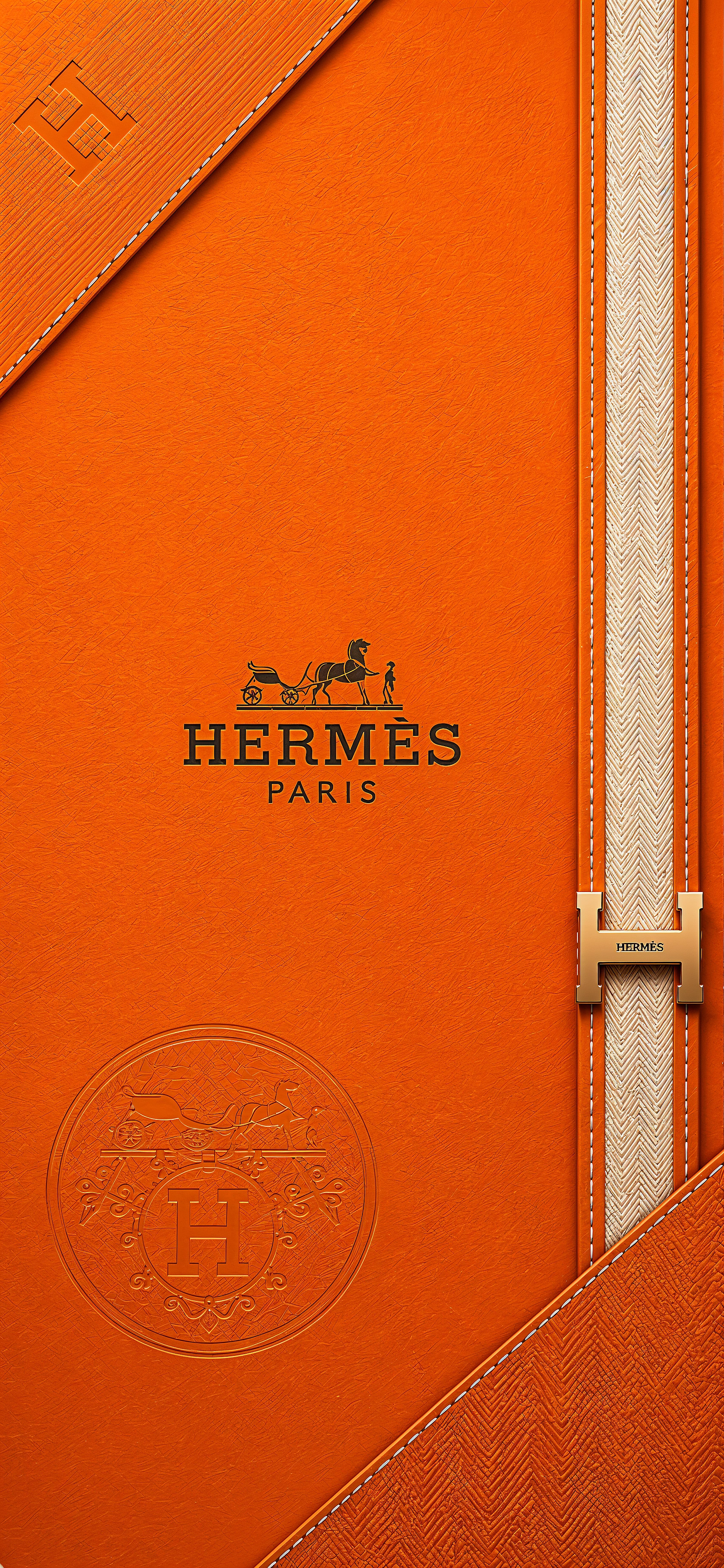 1704x3688 Hermès Orange Luxury Wallpaper