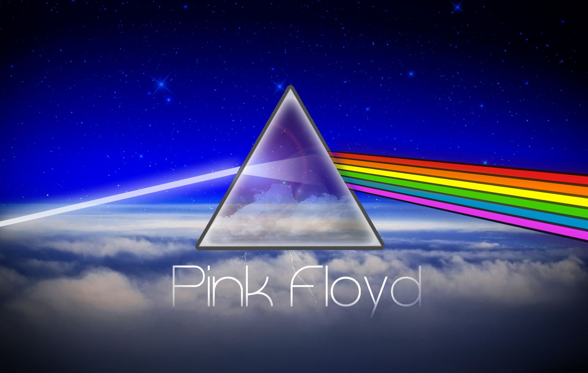 1920x1220 Desktop wallpaper: Pink Floyd, Music, Cloud, Rainbow, Sky, Triangle 4K free download for PC. 915172