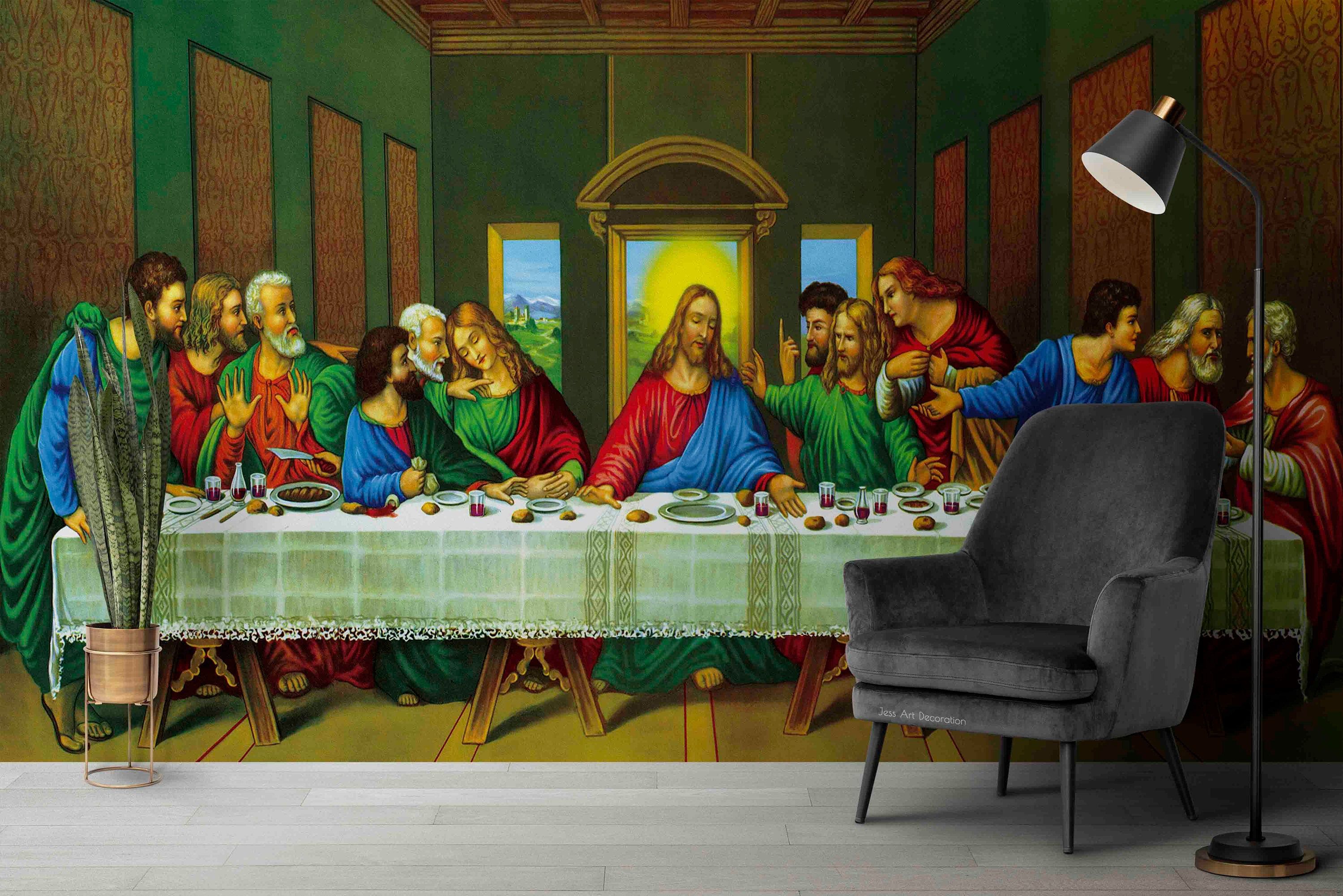 3000x2001 Last Supper Mural, 3D Removable Wallpaper, Playroom Wall Decor