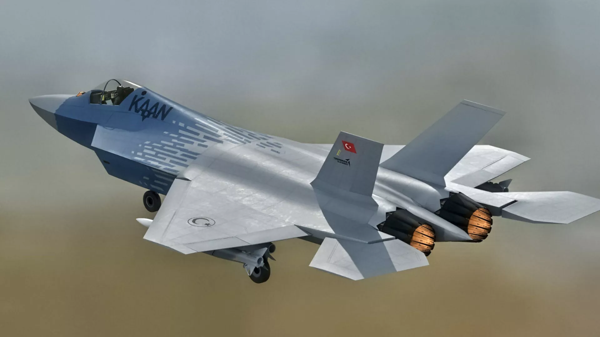 1920x1080 3D Model MMU Kaan P2 With Cocpit Changeble Texts Decals VR / AR / Low Poly