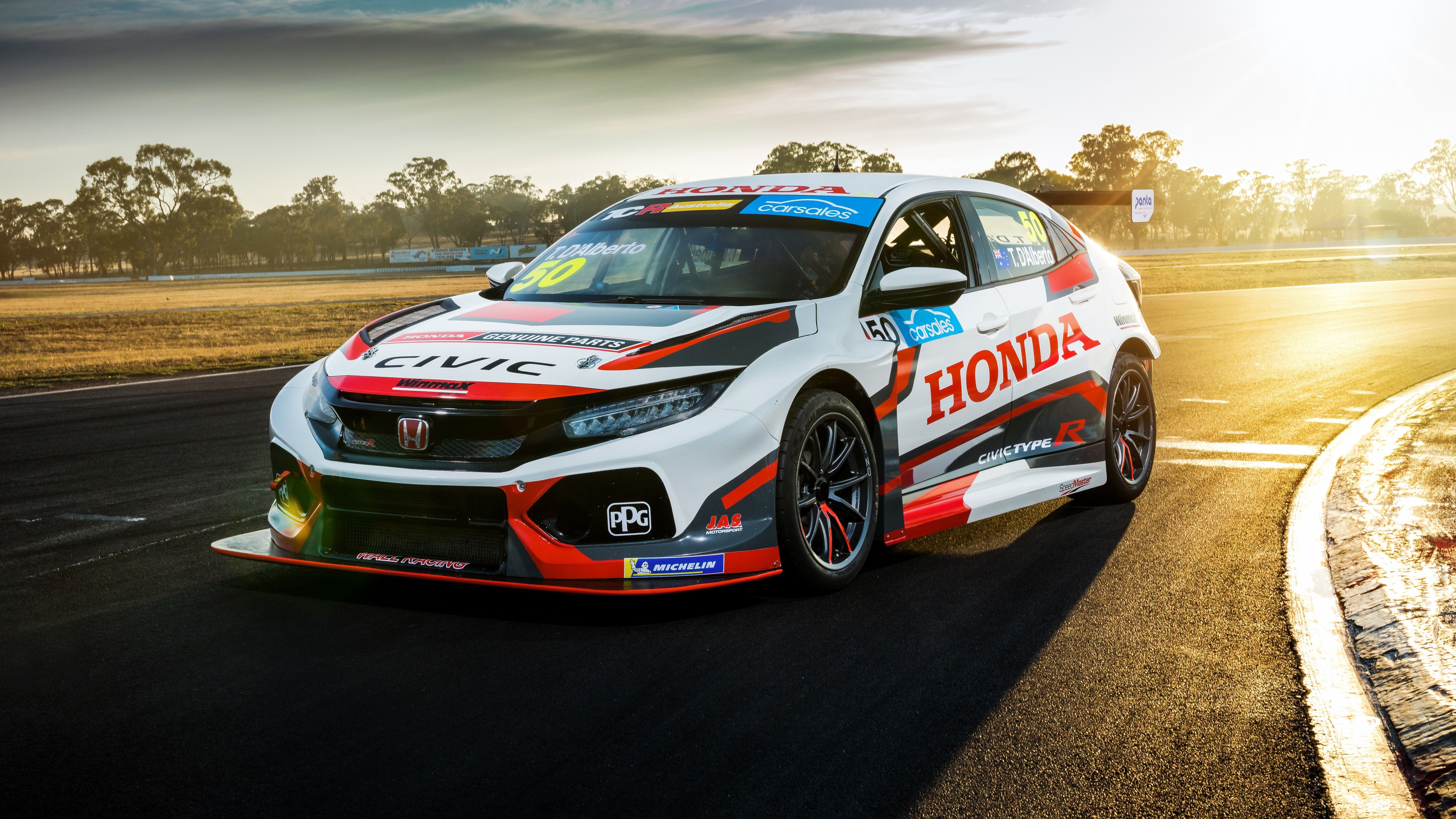 5120x2880 Honda Civic Type R TCR race car on track Desktop wallpaper 2560x1600