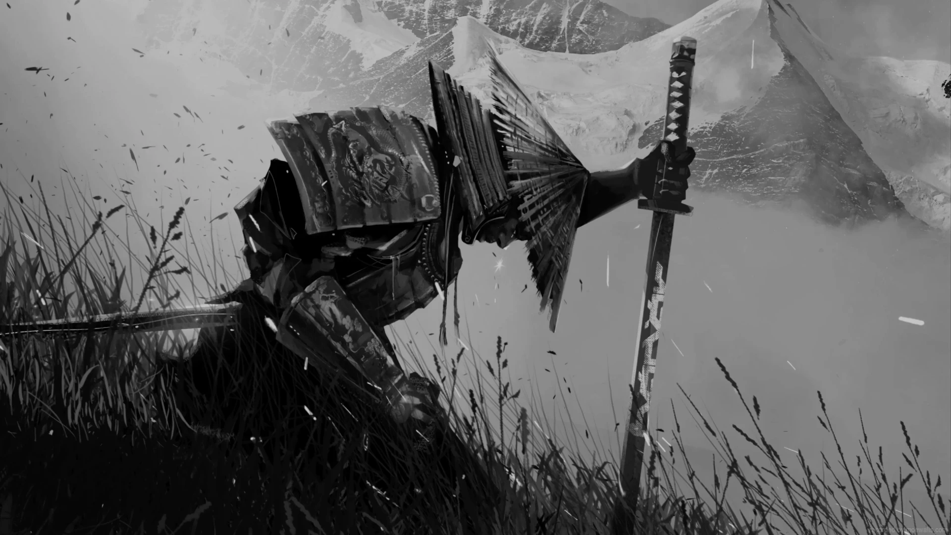 1920x1080 Honor Of A Samurai Monochrome Live Wallpaper Black and White Animated Wallpaper