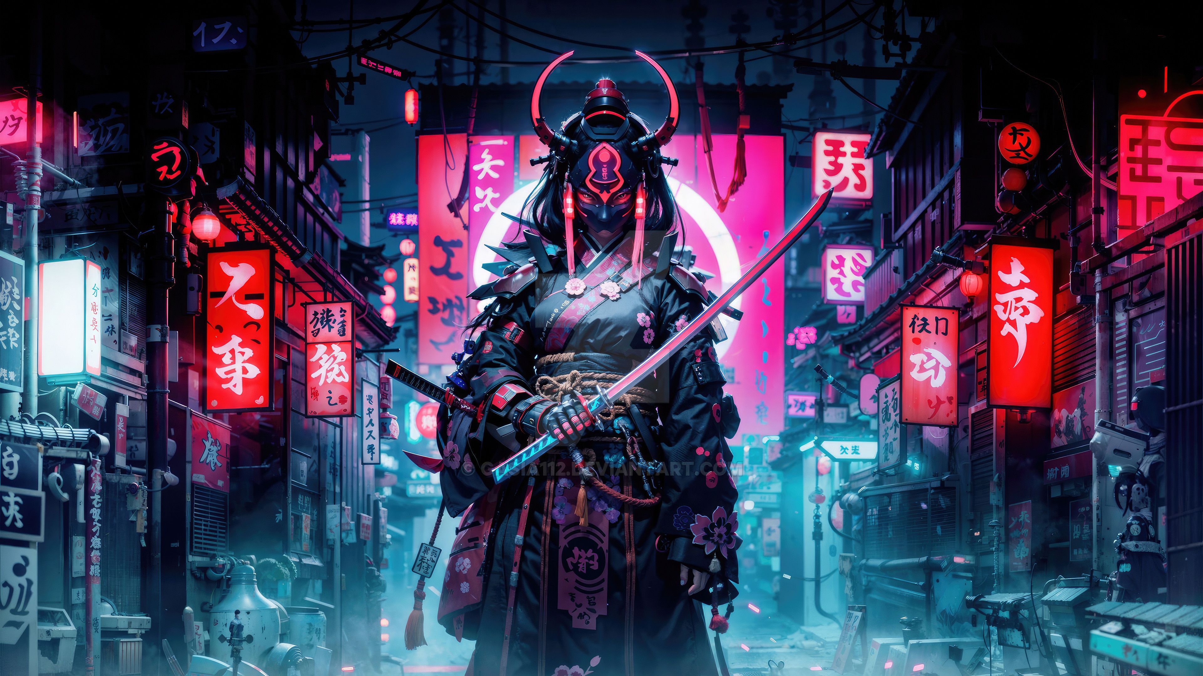 3840x2160 Neon Samurai In Futuristic Tokyo Wallpaper, HD Artist Wallpaper, 4k Wallpaper, Image, Background, Photos and Picture
