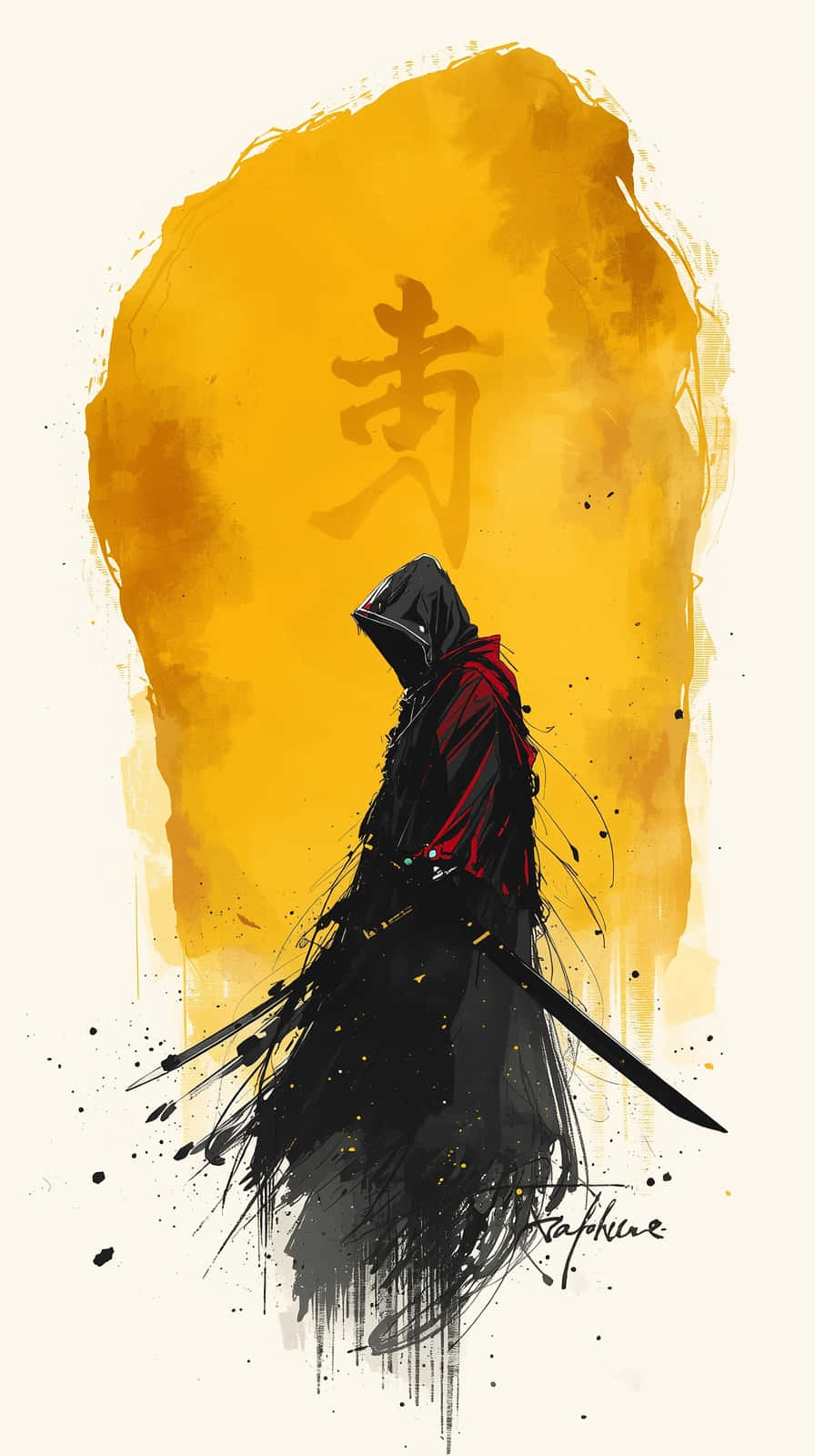 896x1600 Download Hooded Crimson Samurai Shadow Art Wallpaper