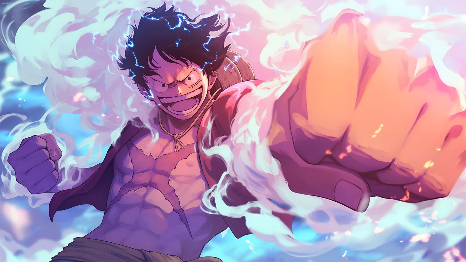 1536x864 Cool Luffy Fire Punch Smile One Piece Laptop Wallpaper 4K