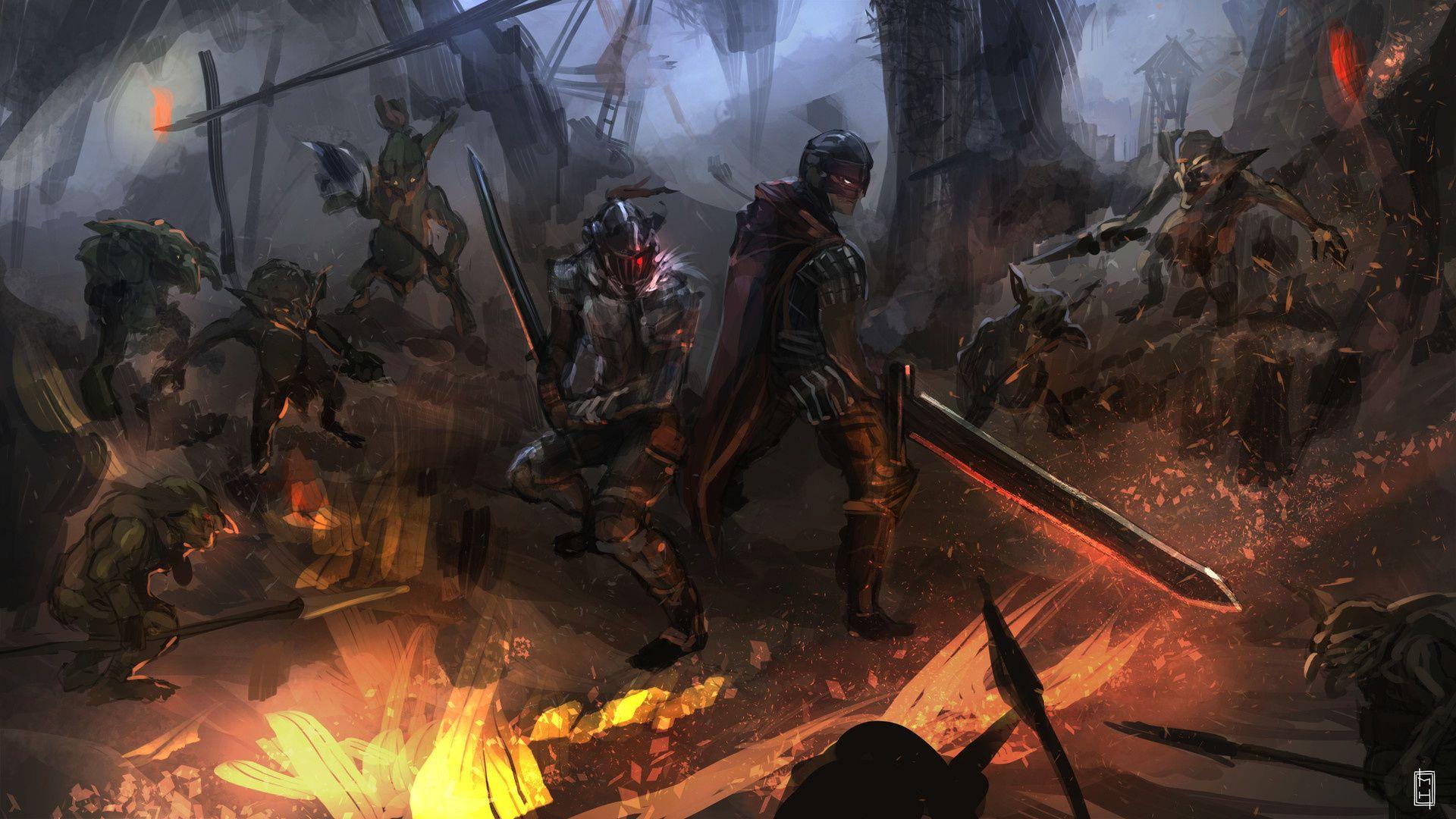 1920x1080 Desktop wallpaper warriors, anime, artwork, goblin slayer, HD image, picture, background, 964aa0