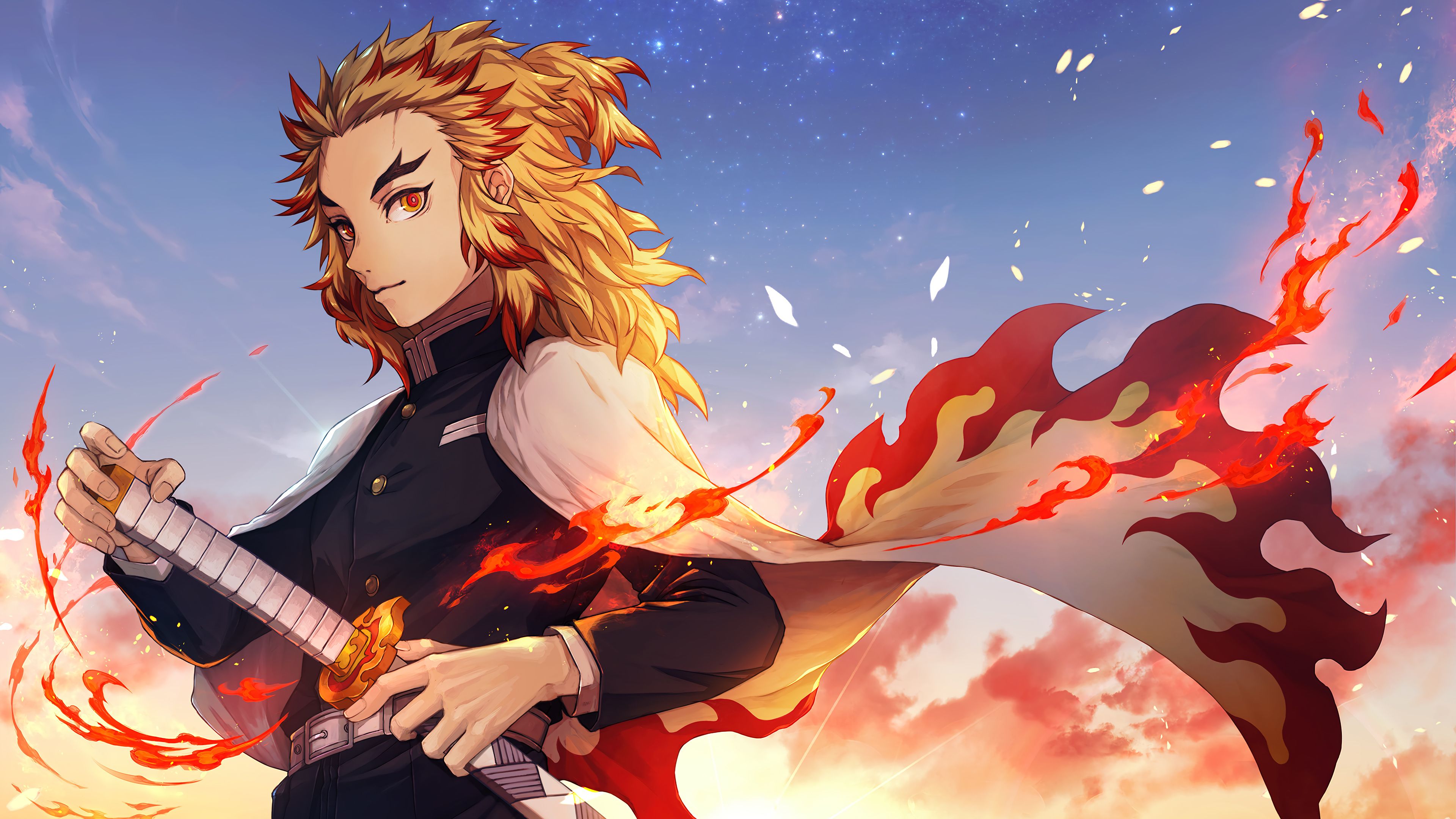 3840x2160 Kyojuro Rengoku Demon Slayer Wallpaper 4K PC Desktop e