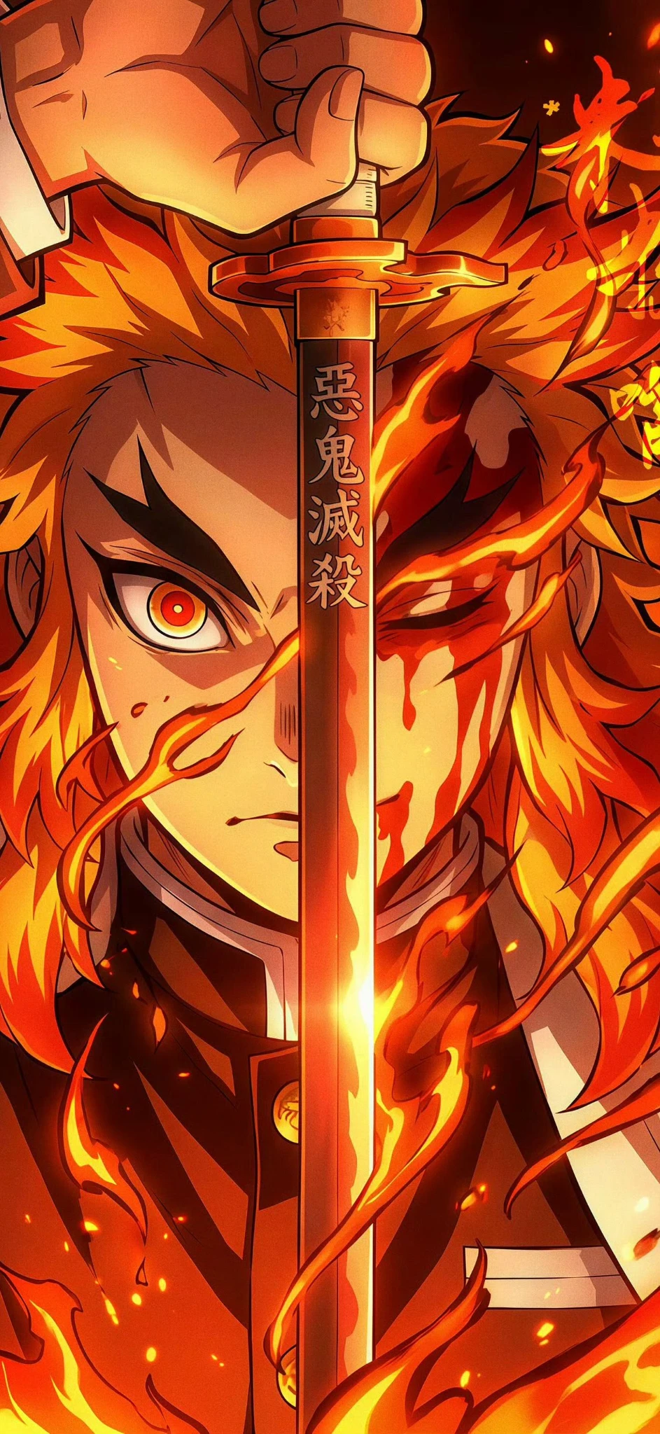 943x2048 Demon Slayer Rengoku wallpaper