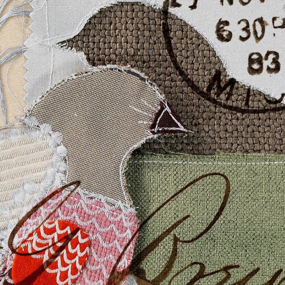 1000x1000 relic letter art with birds wallpaper, brown. fine sand texture