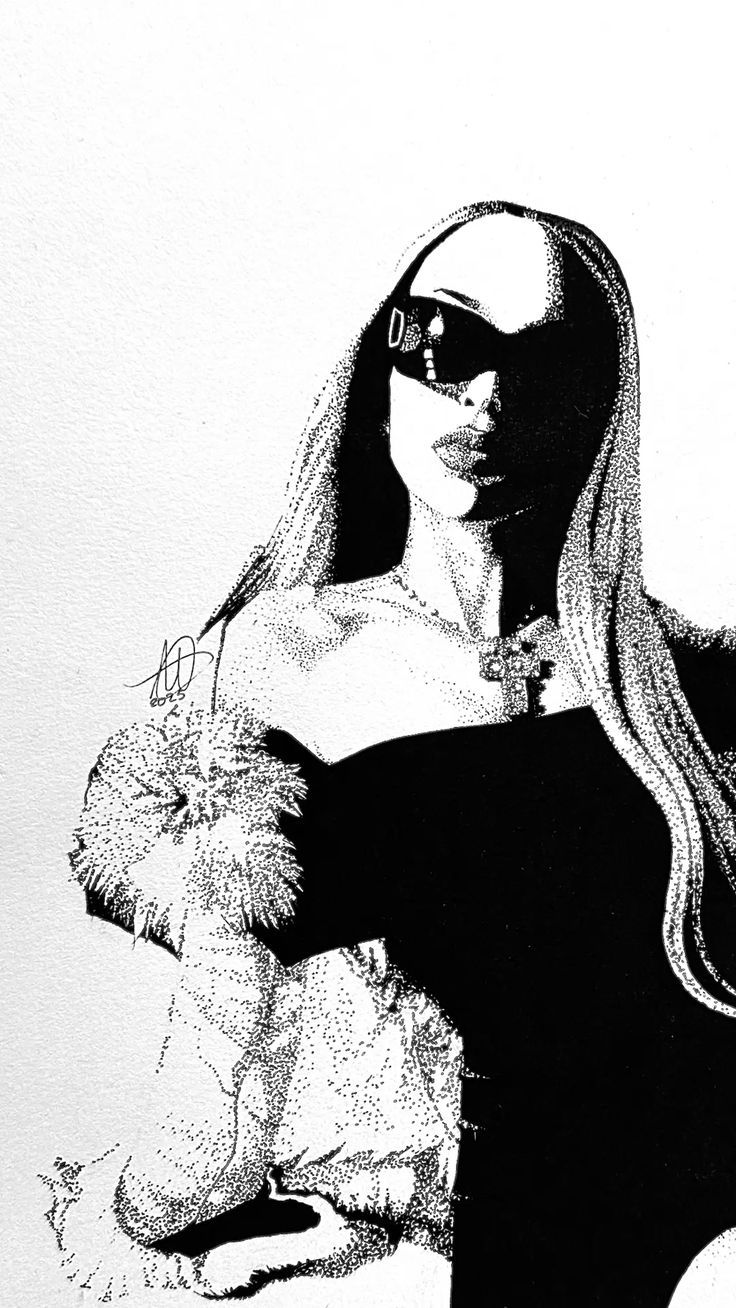 736x1308 Bad gyal. .. Stippling art, ink drawing, Y2k aesthetic, mcbling, y2k icon, y2k wallpaper, bad gyal wallpaper, bad gyal dibujo, bad gyal blanco y negro, bad gyal tattoo, bad gyal