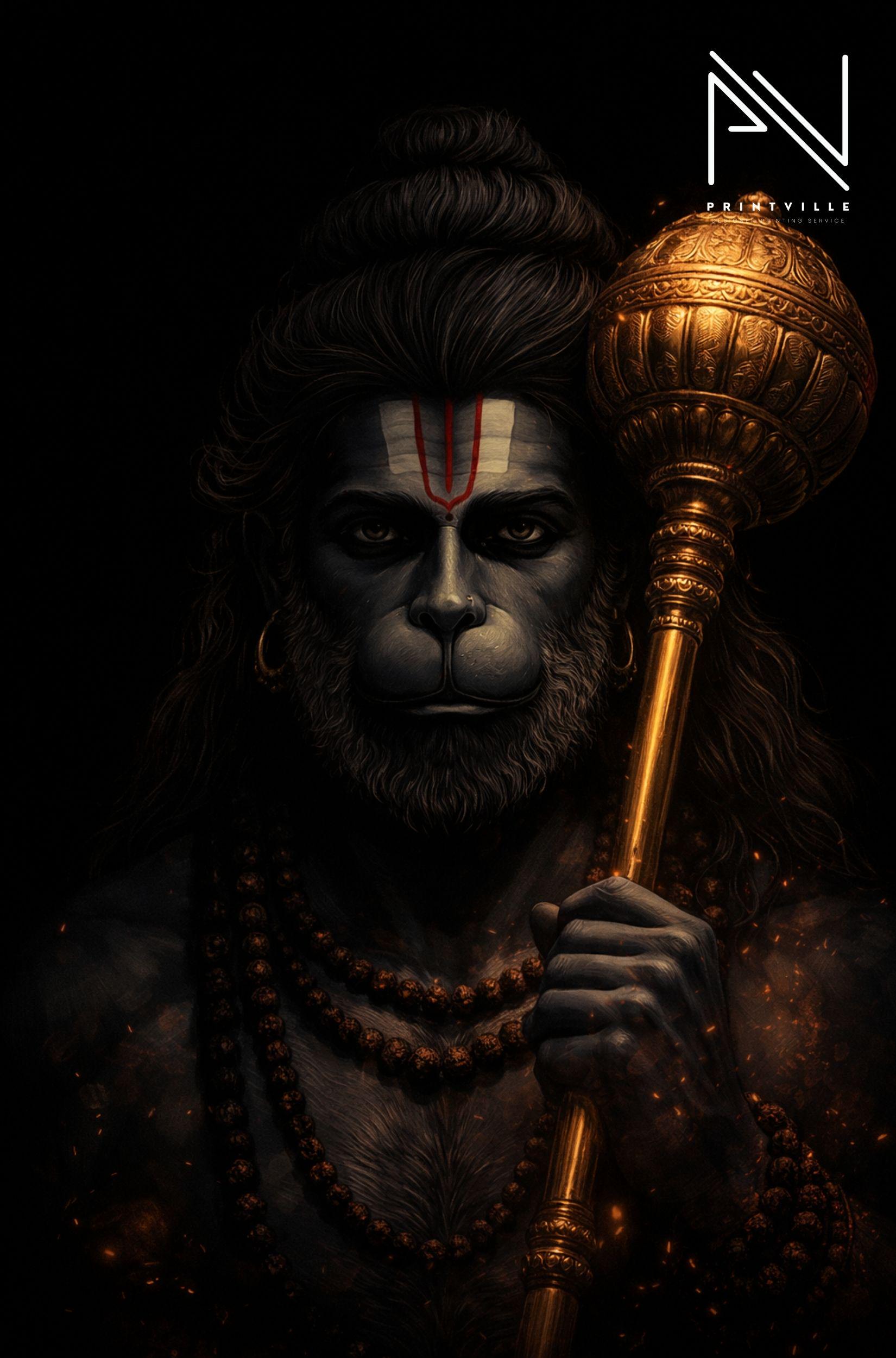 1650x2500 Lord Hanuman Canvas Print. Bajrang Bali Gada Art, Hindu Decor