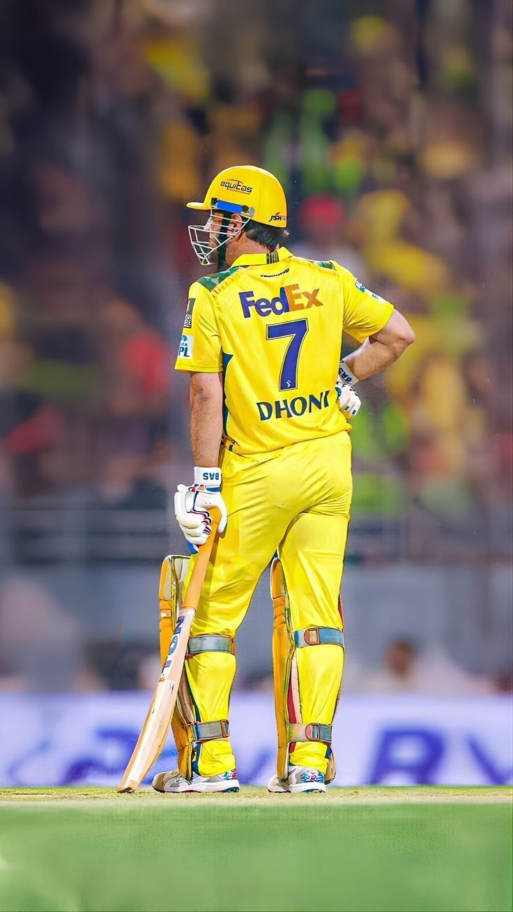 736x1308 Dhoni Back Pose HD Wallpaper