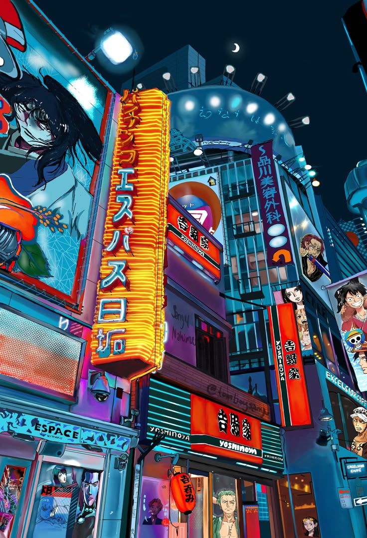 736x1078 Tokyo, Japan City of Neon Lights and Anime. Shinjuku manga background, Manga city wallpaper