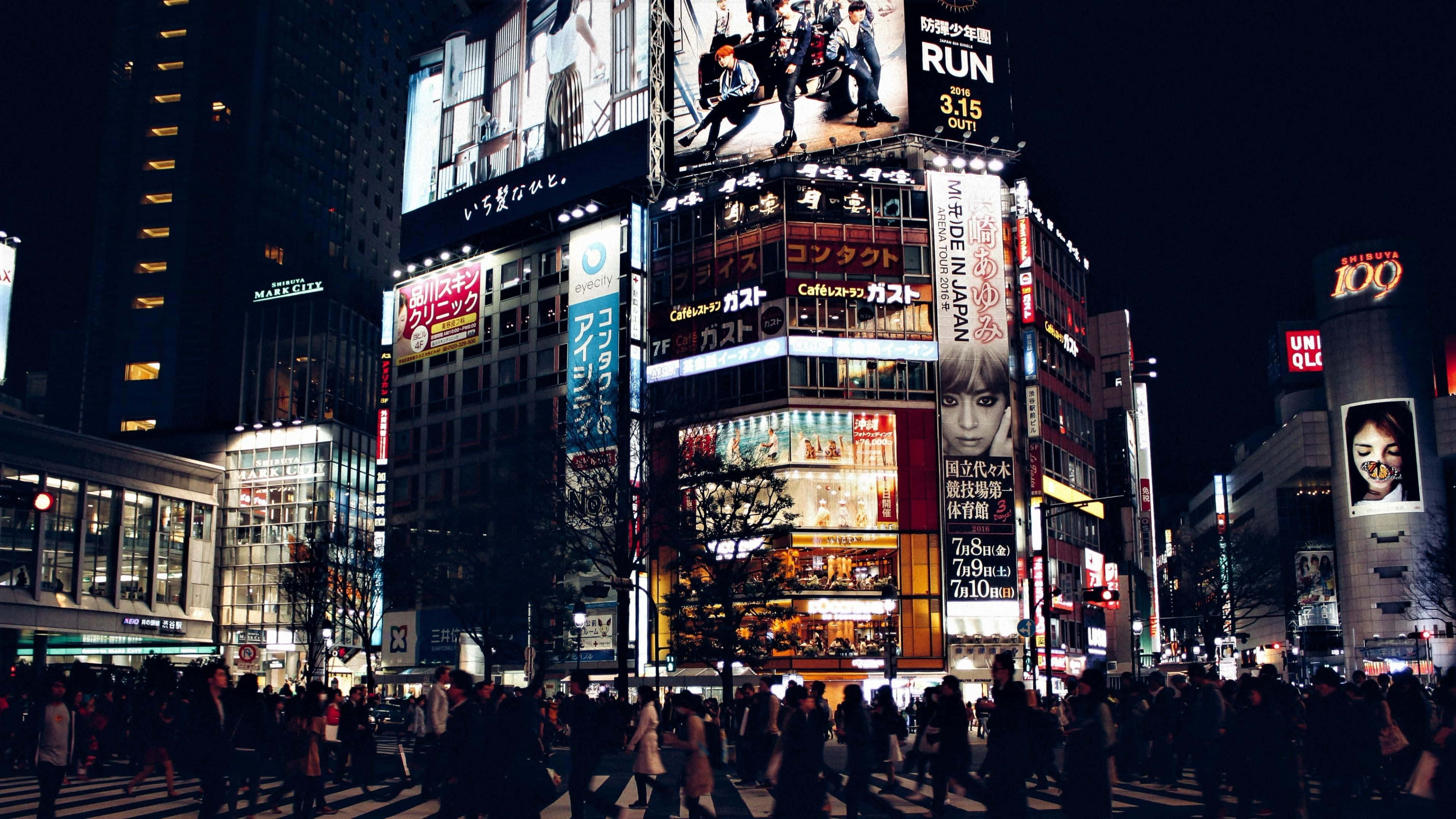 3840x2160 Download Tokyo Nightlife Shibuya Crossing Wallpaper
