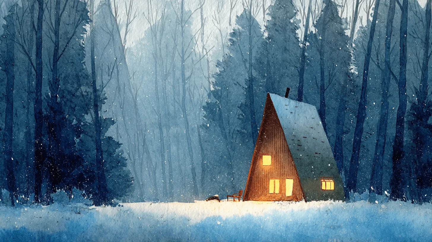1456x816 Cozy Cabin in Winter Wonderland Wall Mural