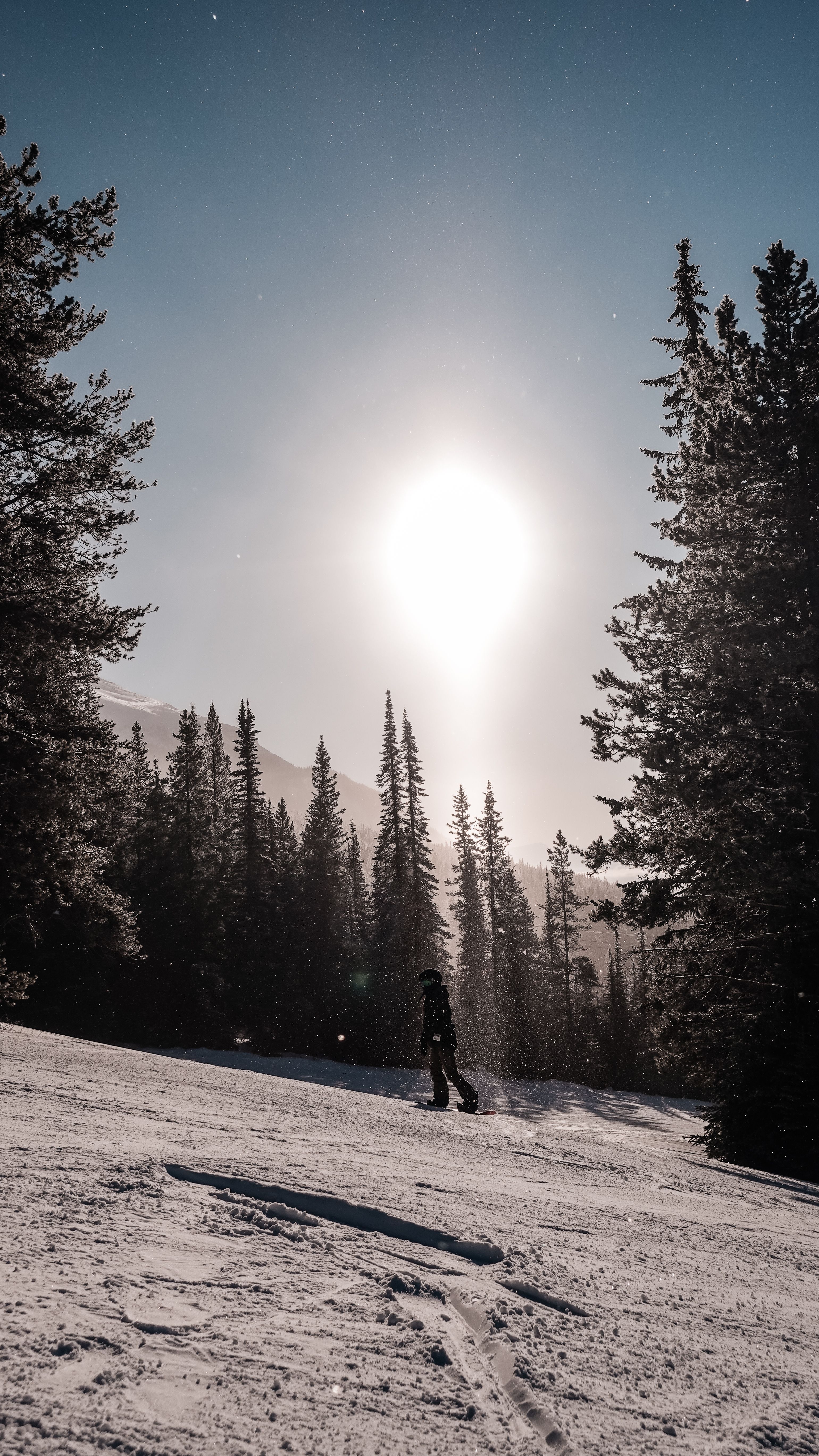 3080x5472 Snowy Mountain Landscape with Snowboarder · Free