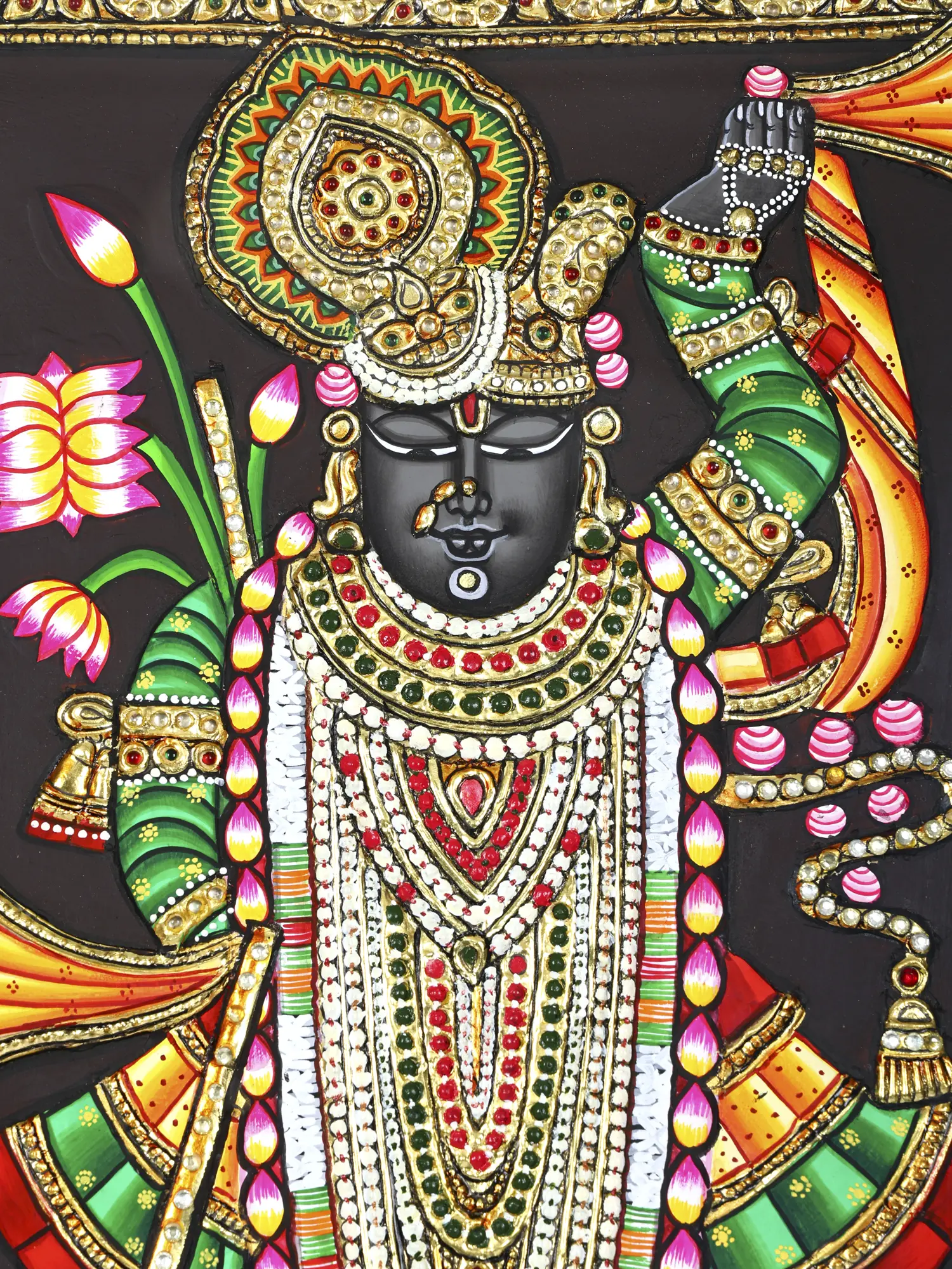 1500x2000 Shrinathji Karat Gold Work. Framed Tanjore Painting. Exotic India Art