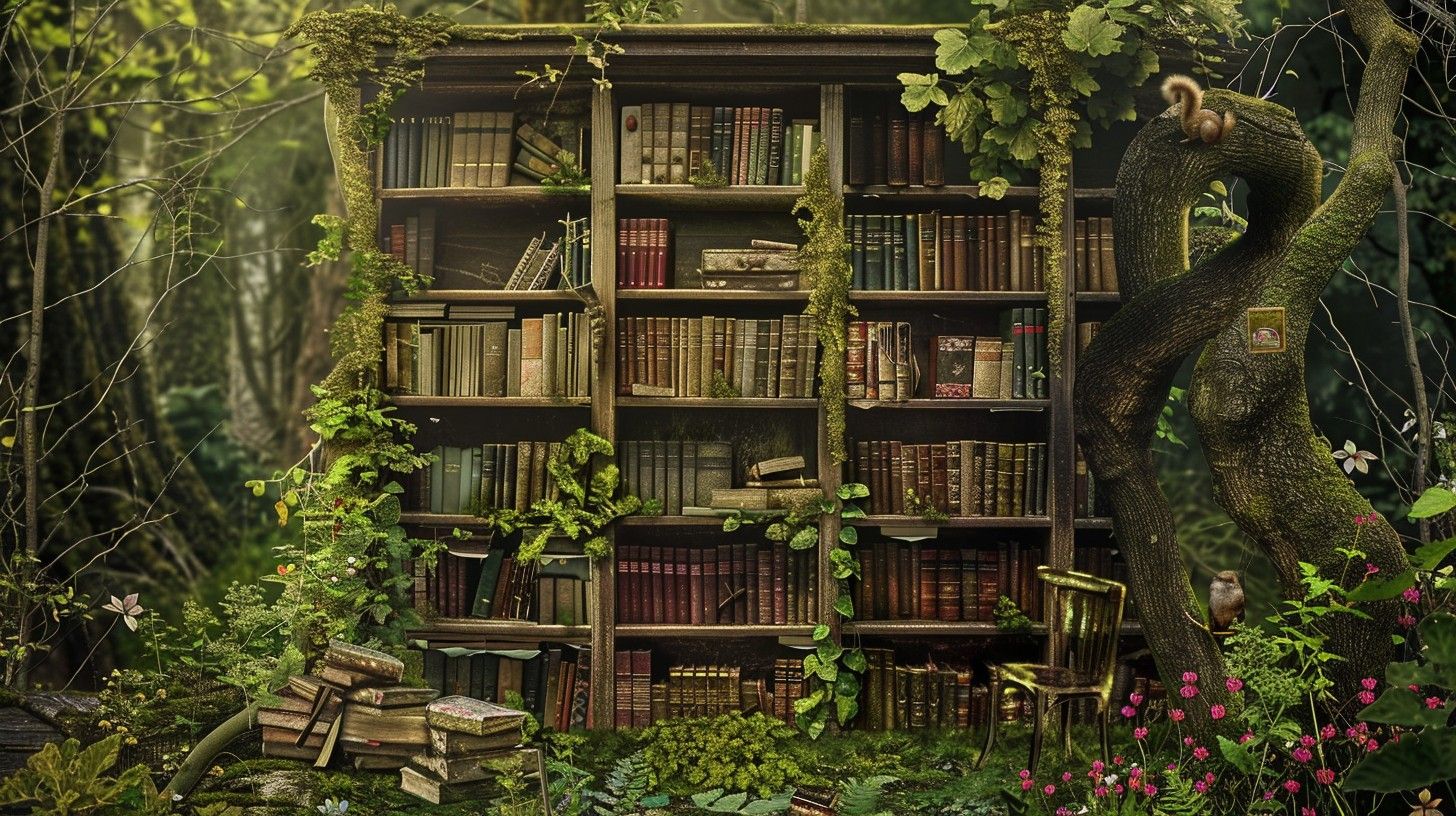 1456x816 Download Enchanted Forest Library Image, Forest, Library
