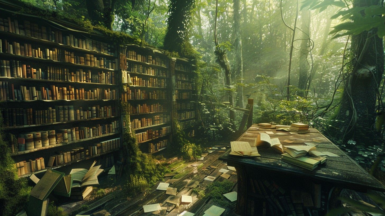1456x816 Download Enchanted Forest Library Image, Library, Books